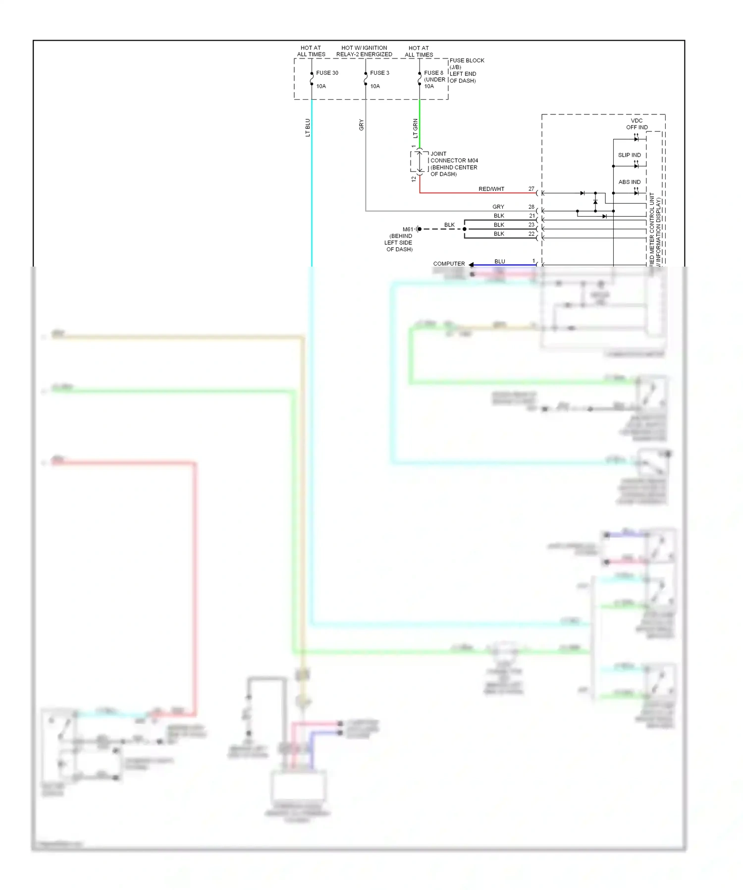 Nissan Note E12 (2012-2016) steering angle sensor (on steering column) wiring diagram  (1 of 2)