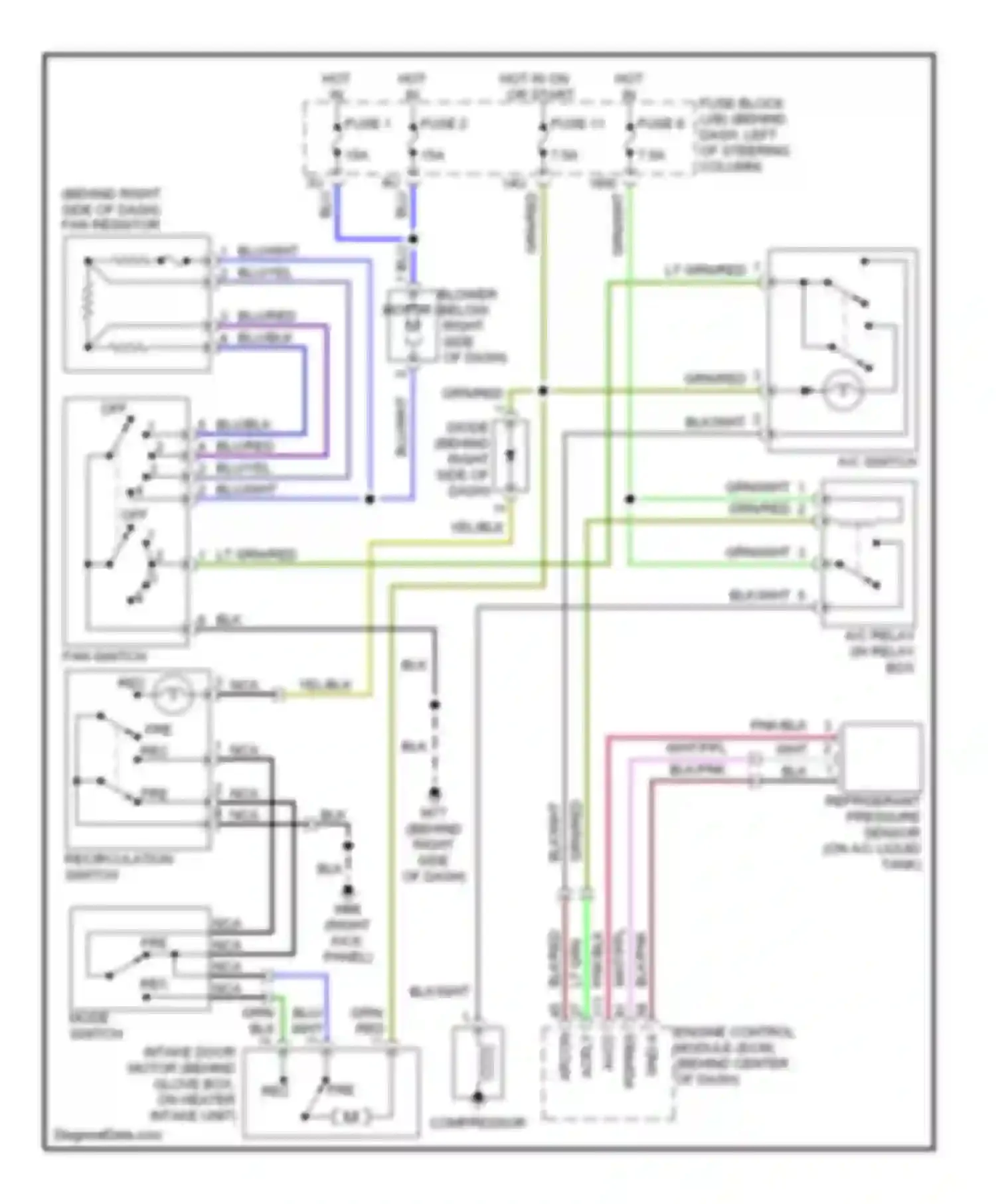 Pathfinder Nissan II (1995-2004): Manual a/c circuit