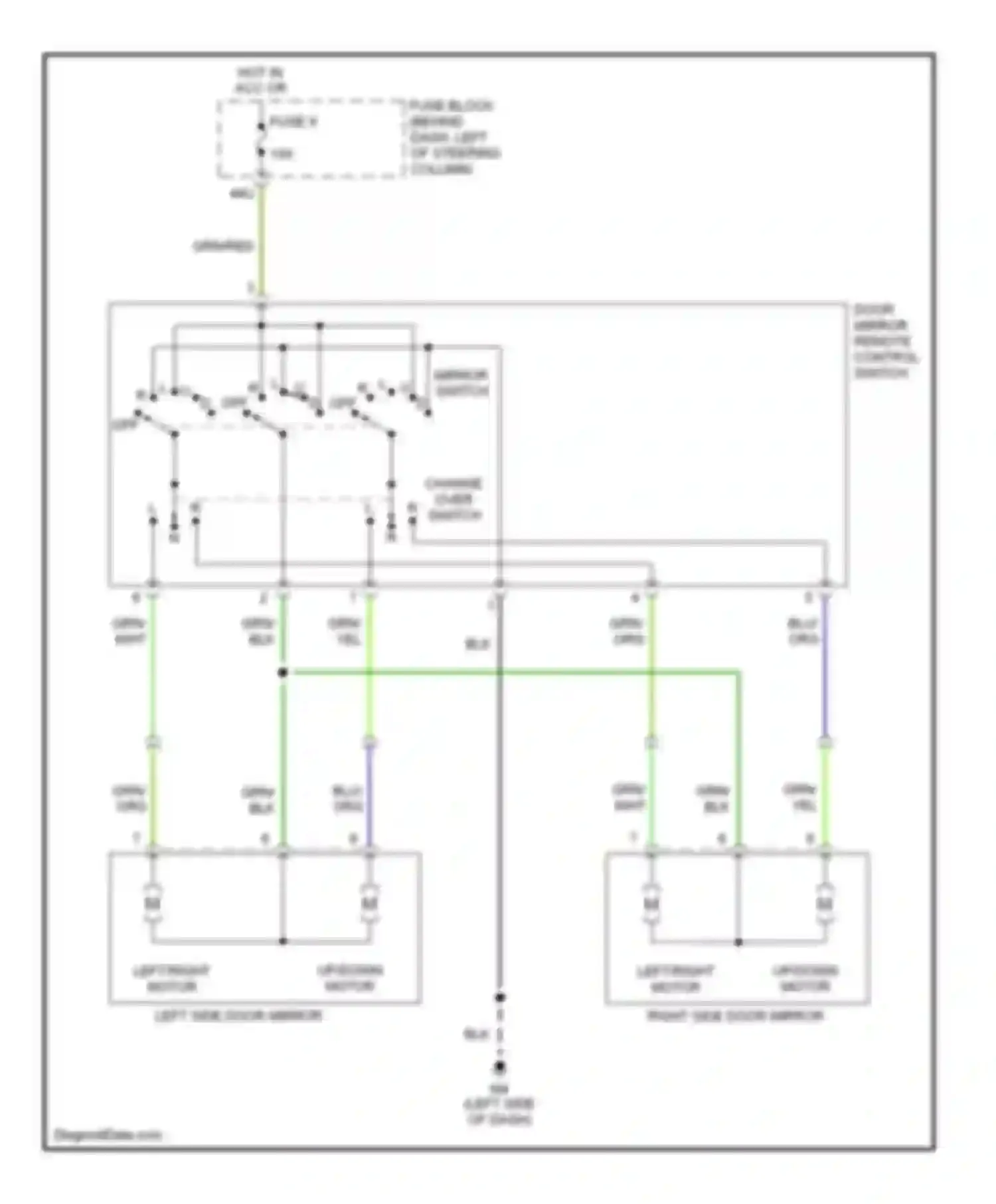 Pathfinder Nissan II (1995-2004): Power mirror circuit