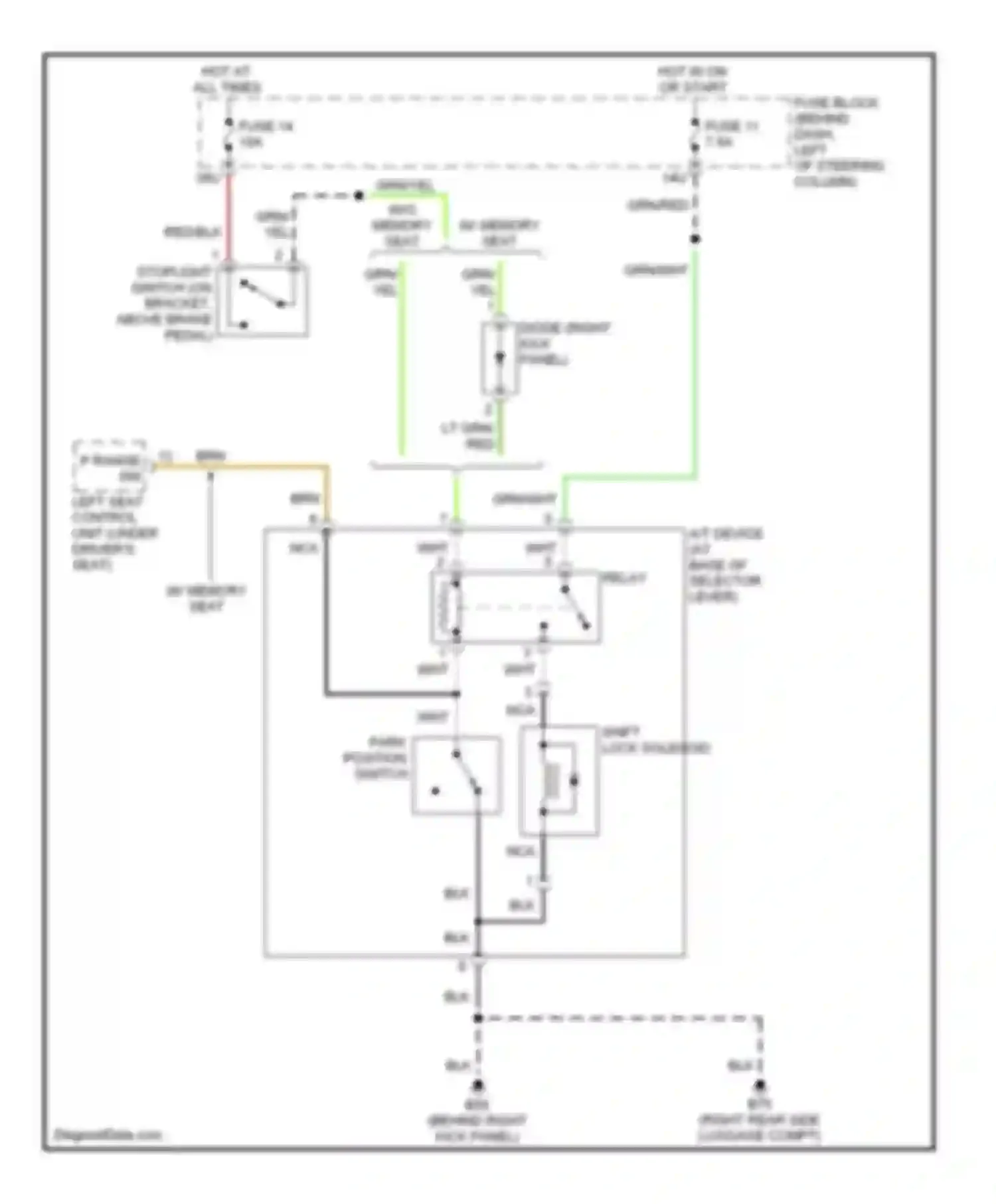 Pathfinder Nissan II (1995-2004): Shift interlock circuit
