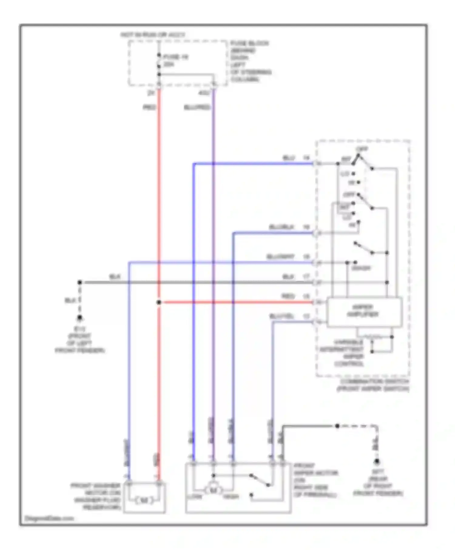 Pathfinder Nissan II (1995-2004): Front washer/wiper circuit