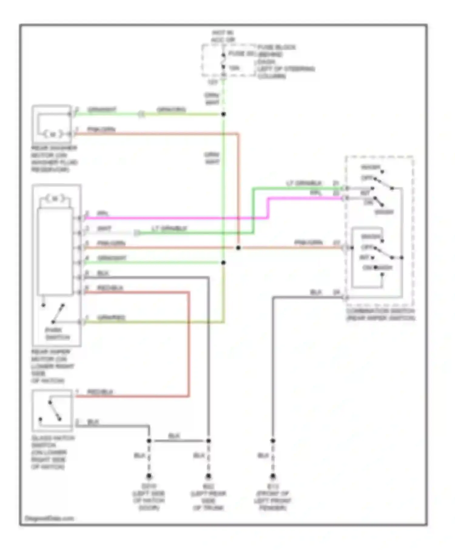Pathfinder Nissan II (1995-2004): Rear washer/wiper circuit
