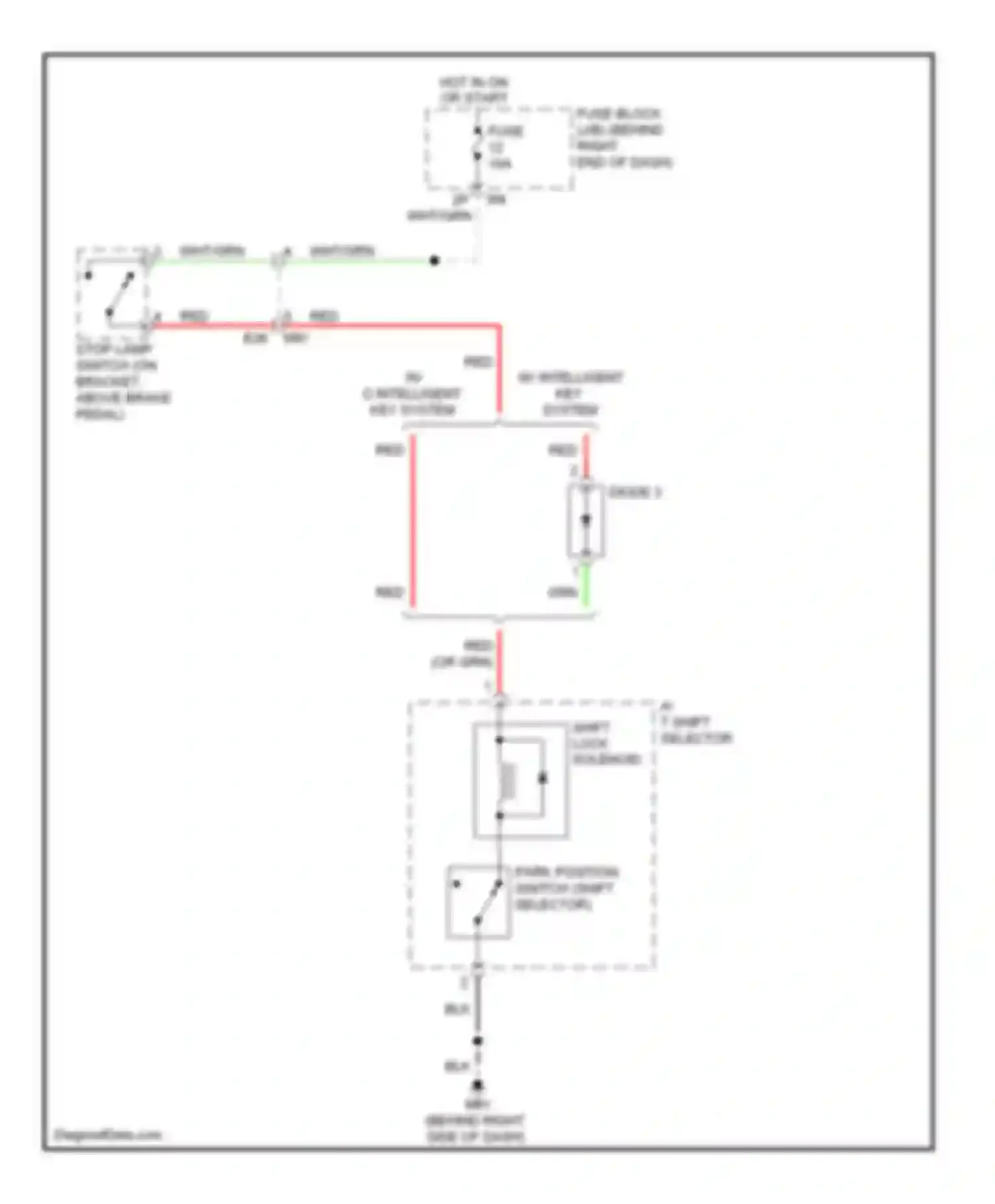 Wiring diagram a/t shift shift lock solenoid selector for Nissan Pathfinder III facelift (2010-2014) (1 of 1)