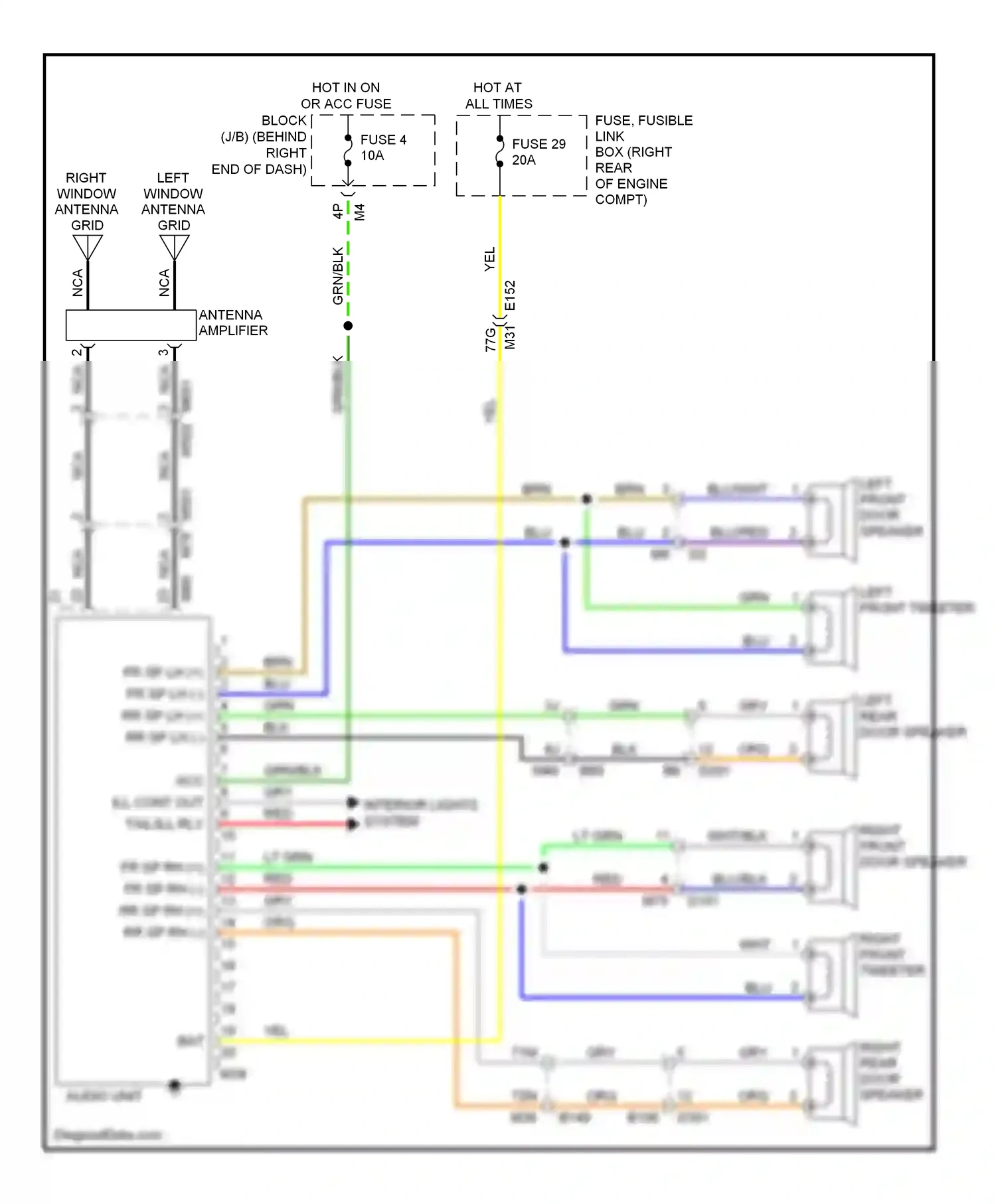 Wiring diagram blu/red for Nissan Pathfinder III facelift (2010-2014) (1 of 5)