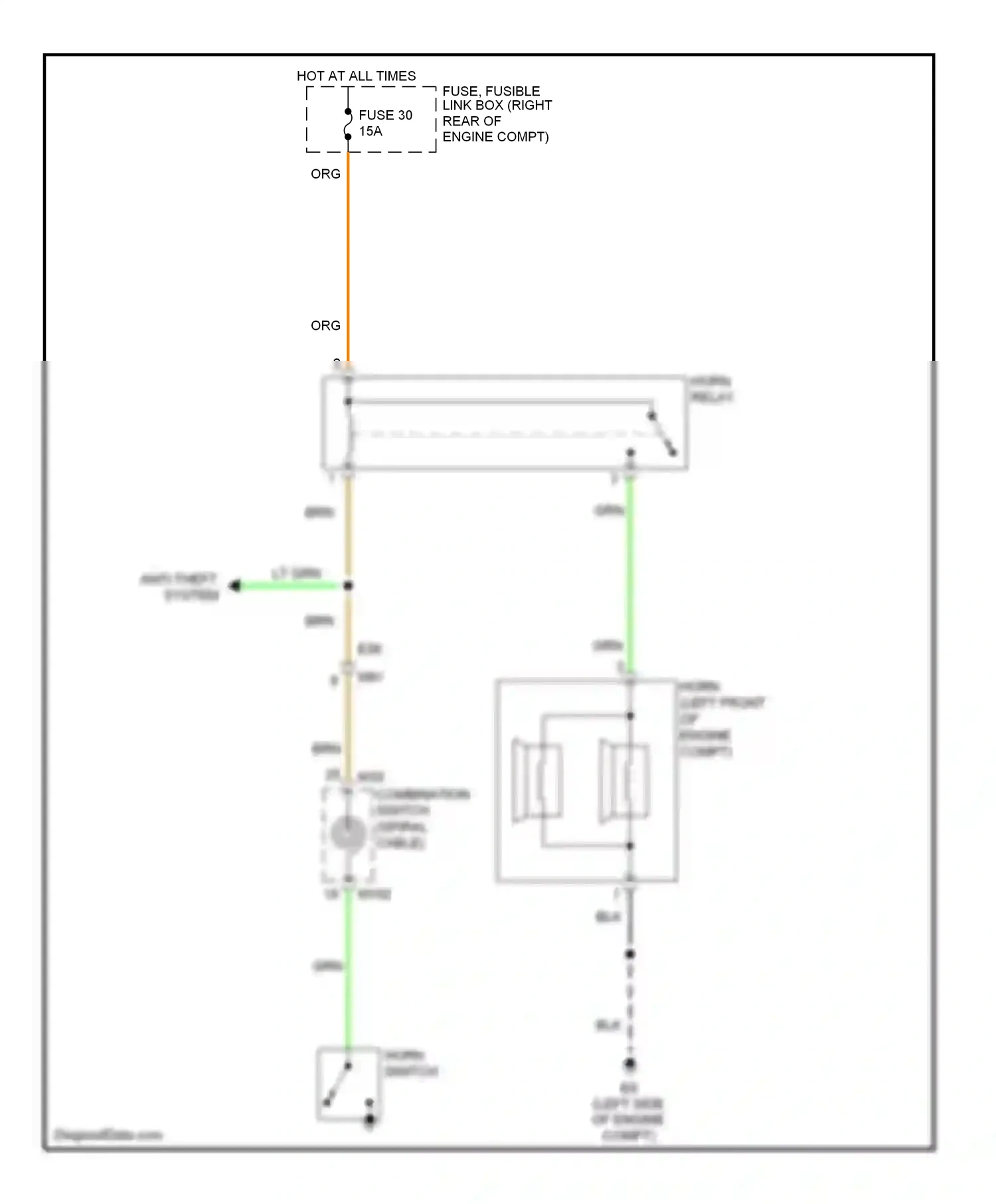 Wiring diagram horn switch for Nissan Pathfinder III facelift (2010-2014) (1 of 1)