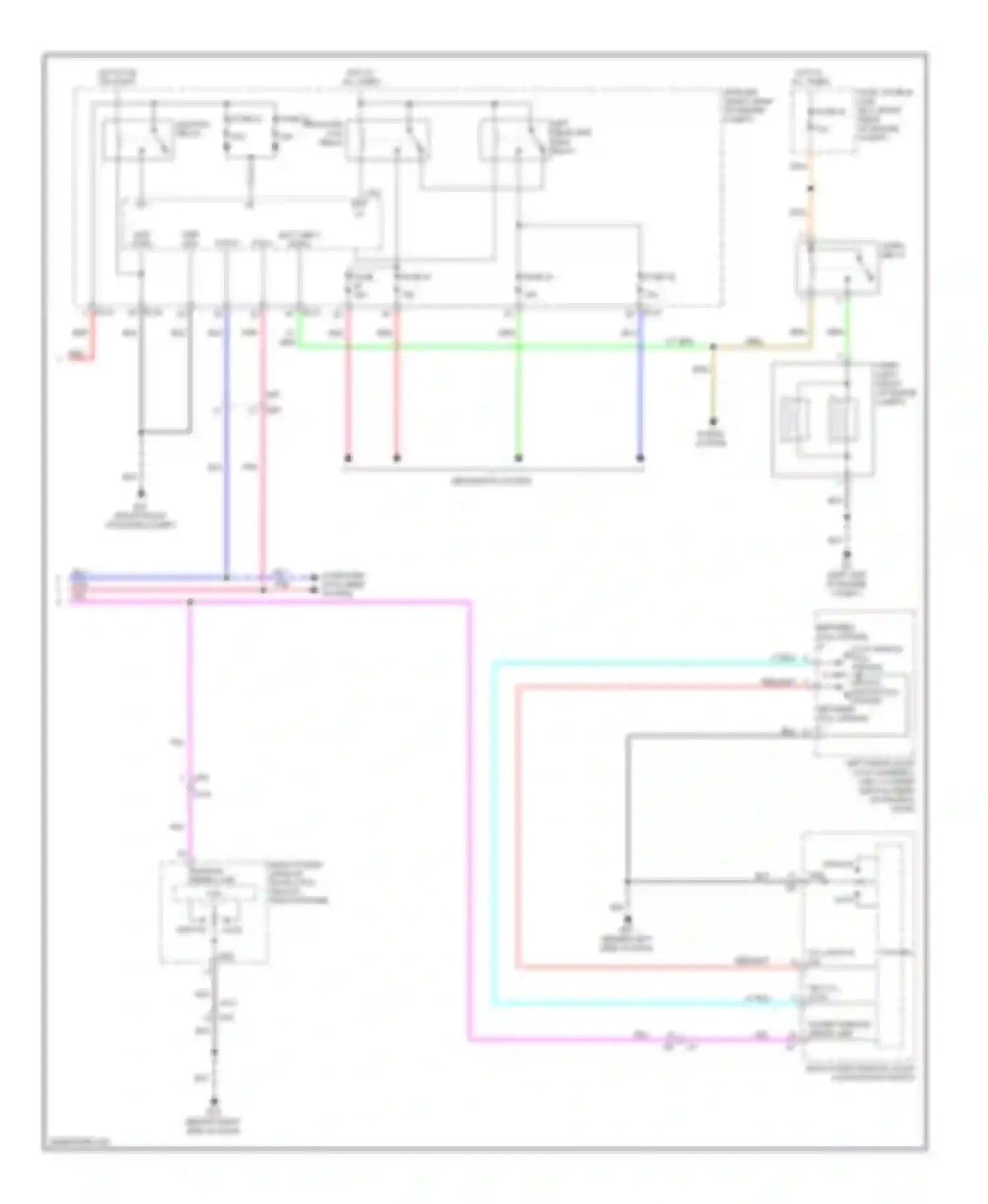 Wiring diagram power window serial link for Nissan Pathfinder III facelift (2010-2014) (1 of 3)