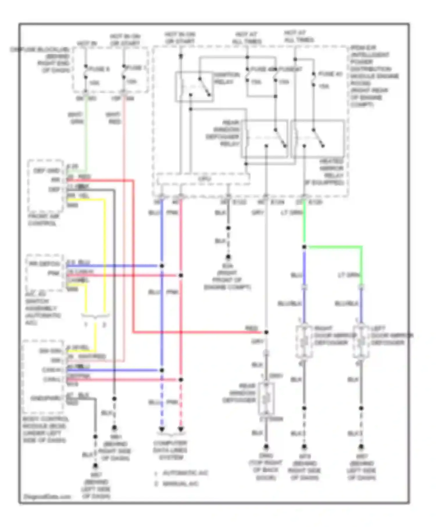 Pathfinder Nissan III (2004-2010): Defoggers circuit