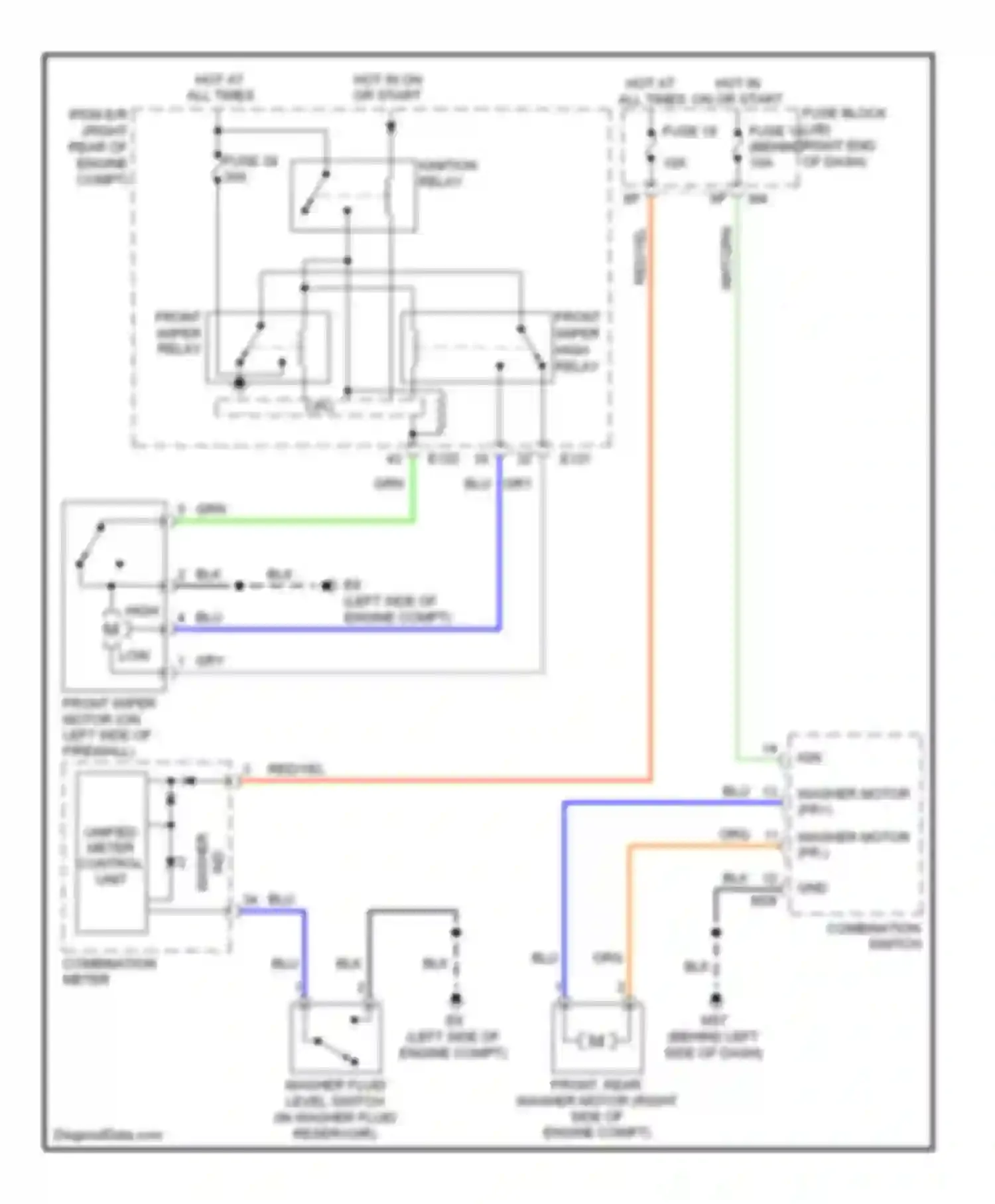 Pathfinder Nissan III (2004-2010): Front wiper/washer circuit