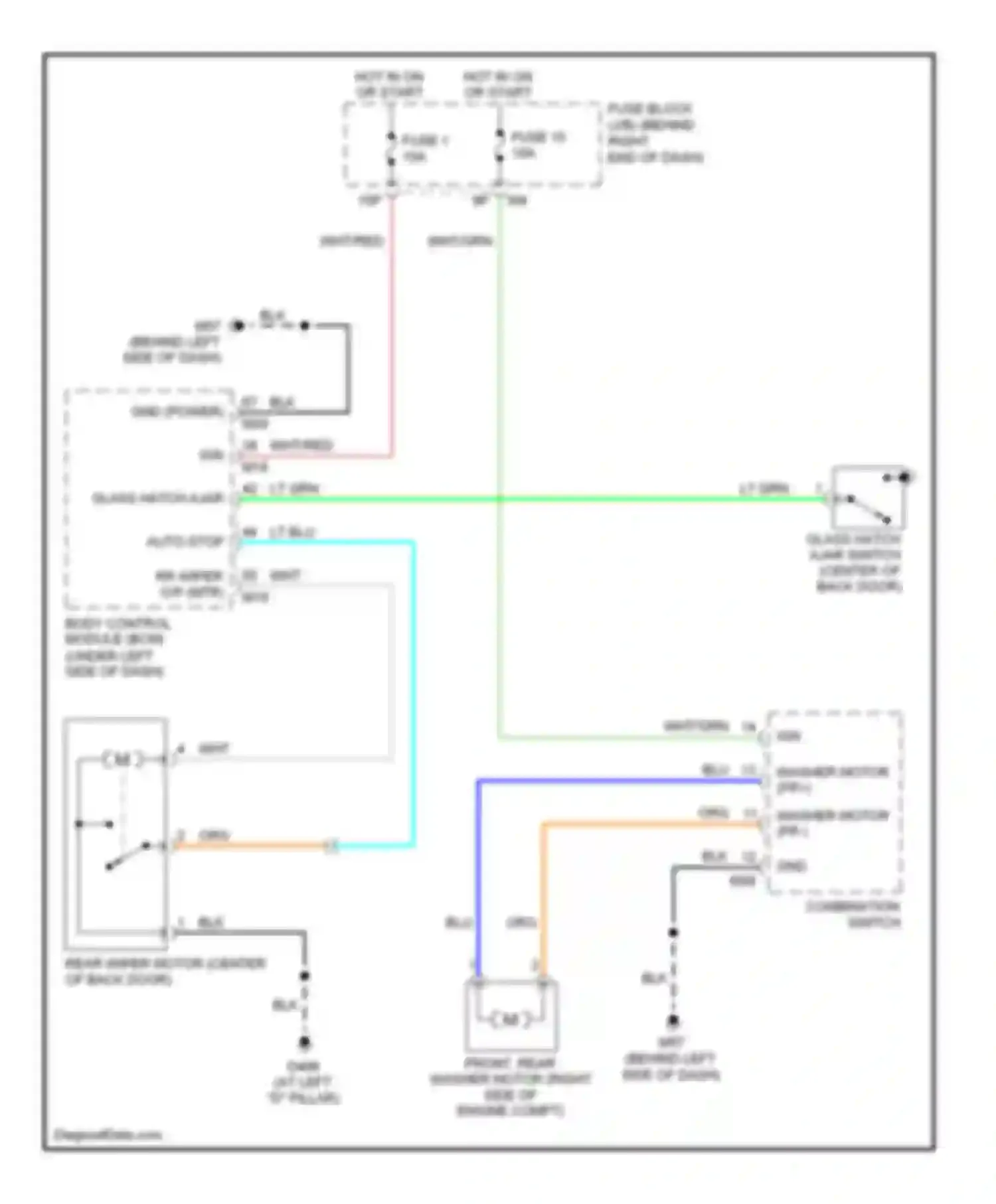 Pathfinder Nissan III (2004-2010): Rear wiper/washer circuit