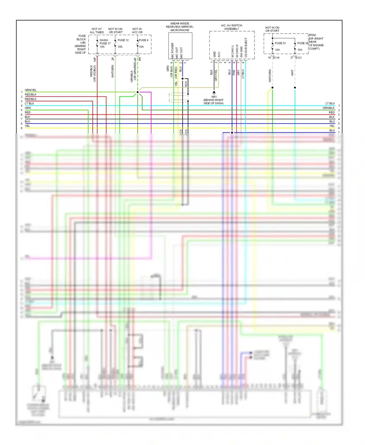 Wiring diagram a/c, av switch assembly for Nissan Pathfinder III (2004-2010) (2 of 5)