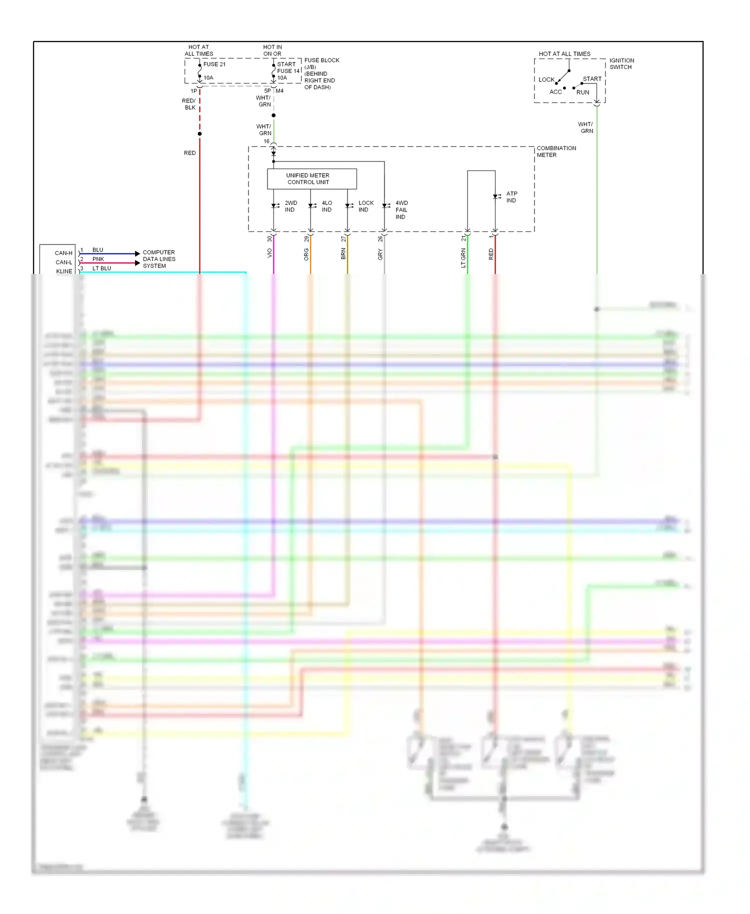 Wiring diagram combination meter for Nissan Pathfinder III (2004-2010) (22 of 25)