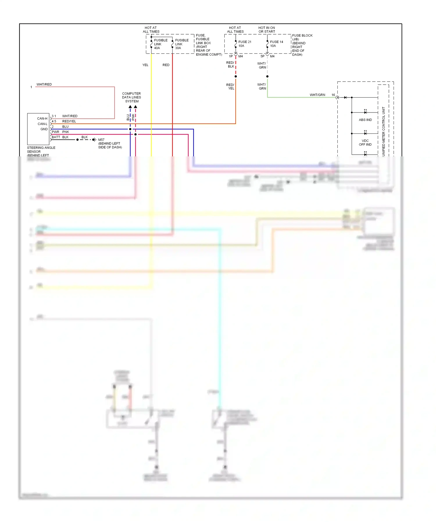 Wiring diagram combination meter for Nissan Pathfinder III (2004-2010) (2 of 25)