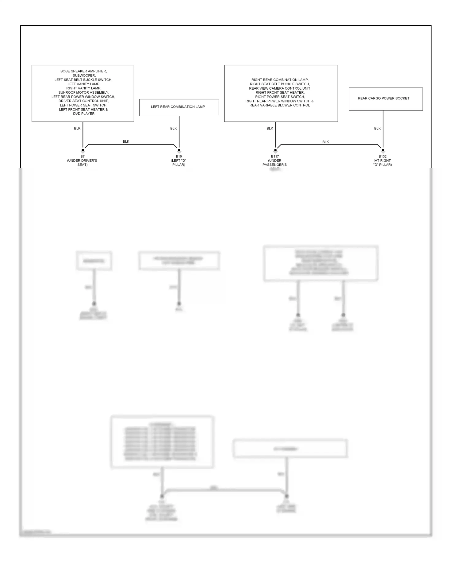 Wiring diagram rear cargo power socket for Nissan Pathfinder III (2004-2010) (1 of 2)