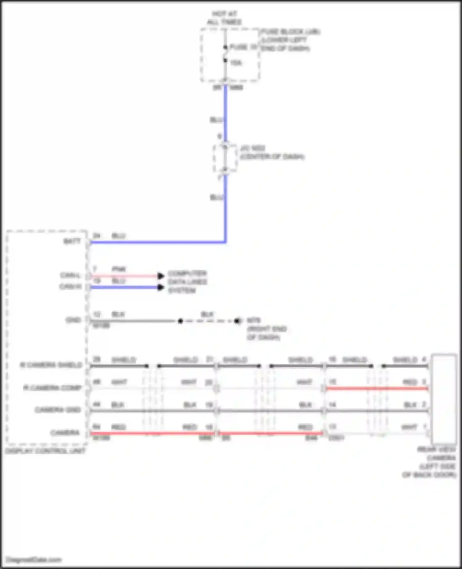 Wiring diagram r camera shield for Nissan Pathfinder IV facelift (2016-2020) (2 of 2)