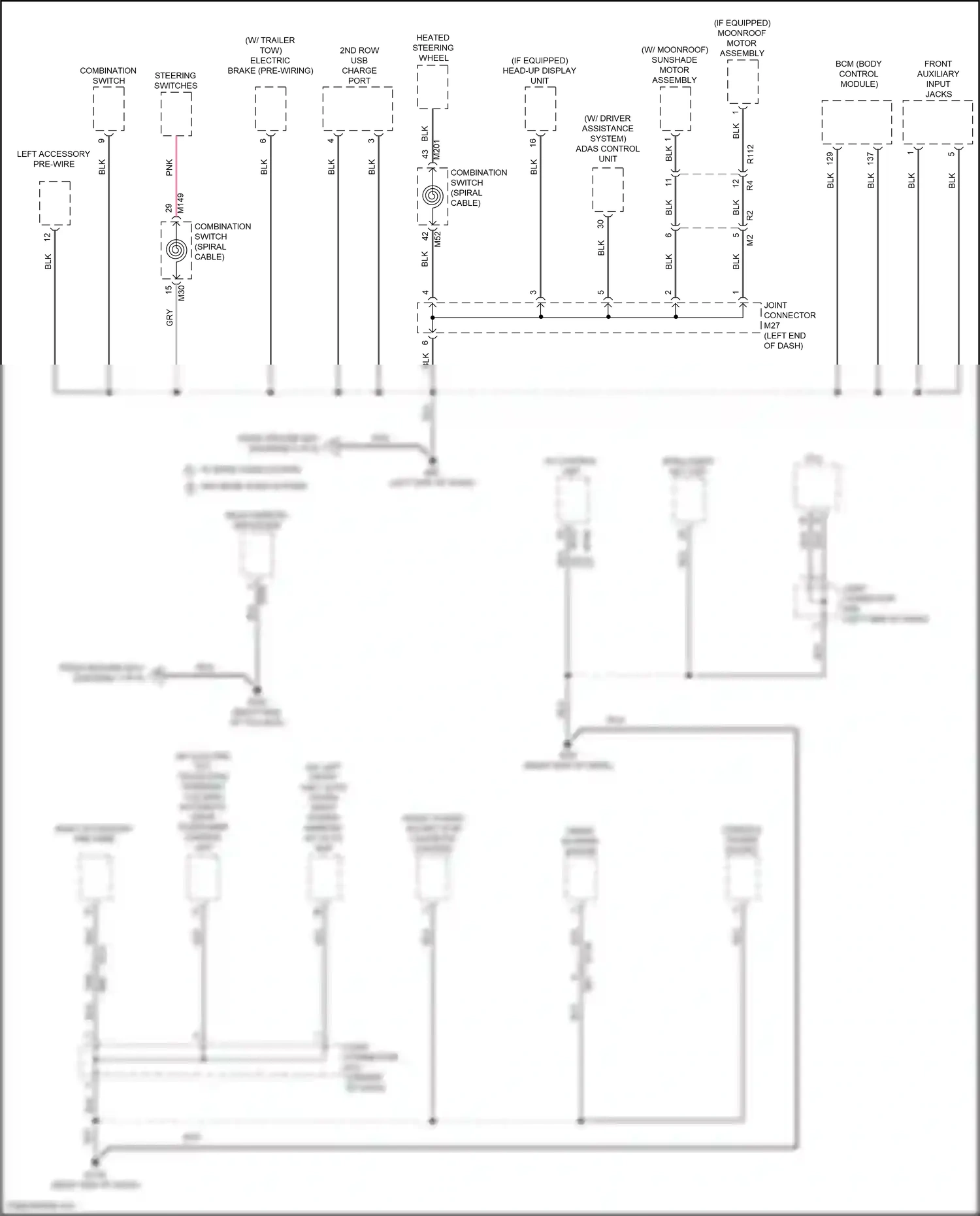Wiring diagram av control unit for Nissan Pathfinder V (2021-2024) (1 of 3)