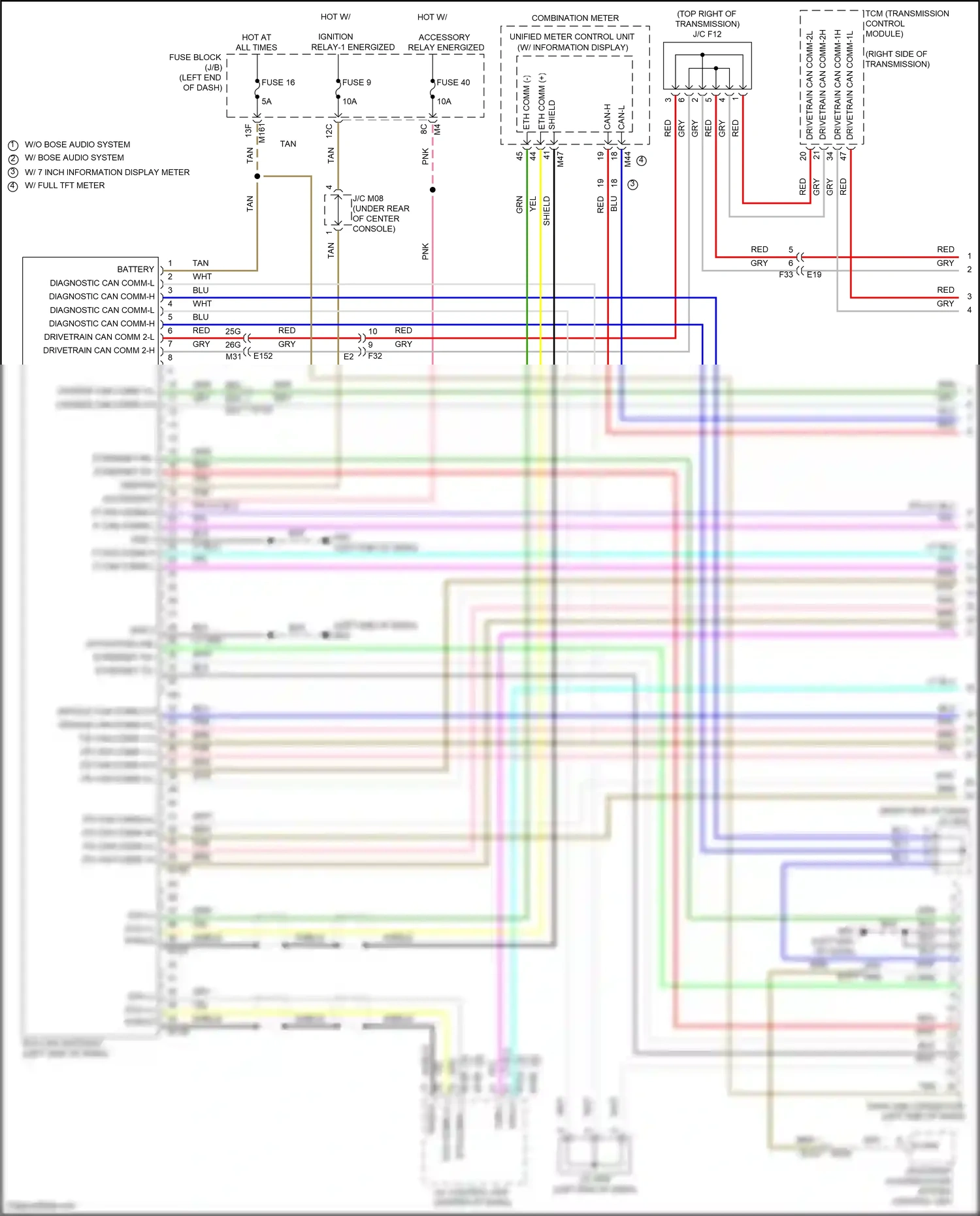 Wiring diagram combination meter for Nissan Pathfinder V (2021-2024) (2 of 31)