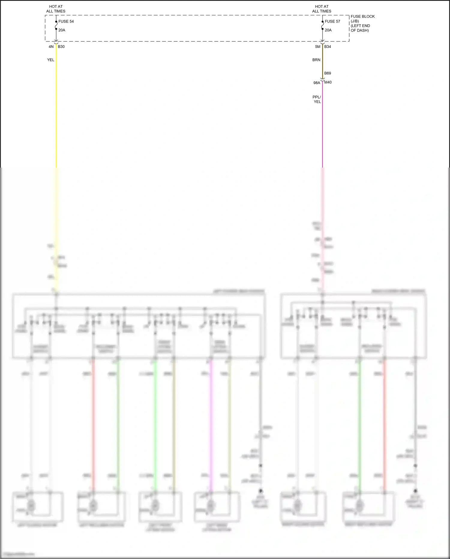 Wiring diagram front lifting switch for Nissan Pathfinder V (2021-2024) (1 of 1)