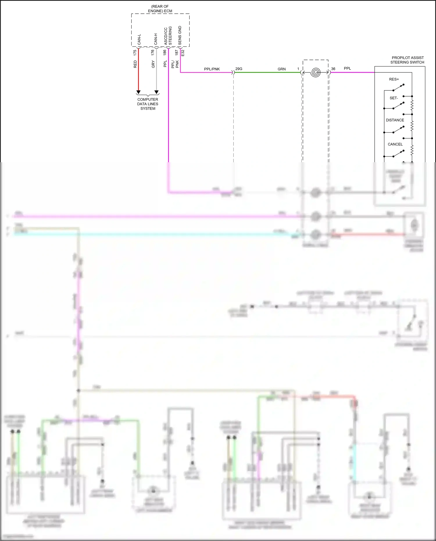 Wiring diagram left bsw indicator for Nissan Pathfinder V (2021-2024) (1 of 1)