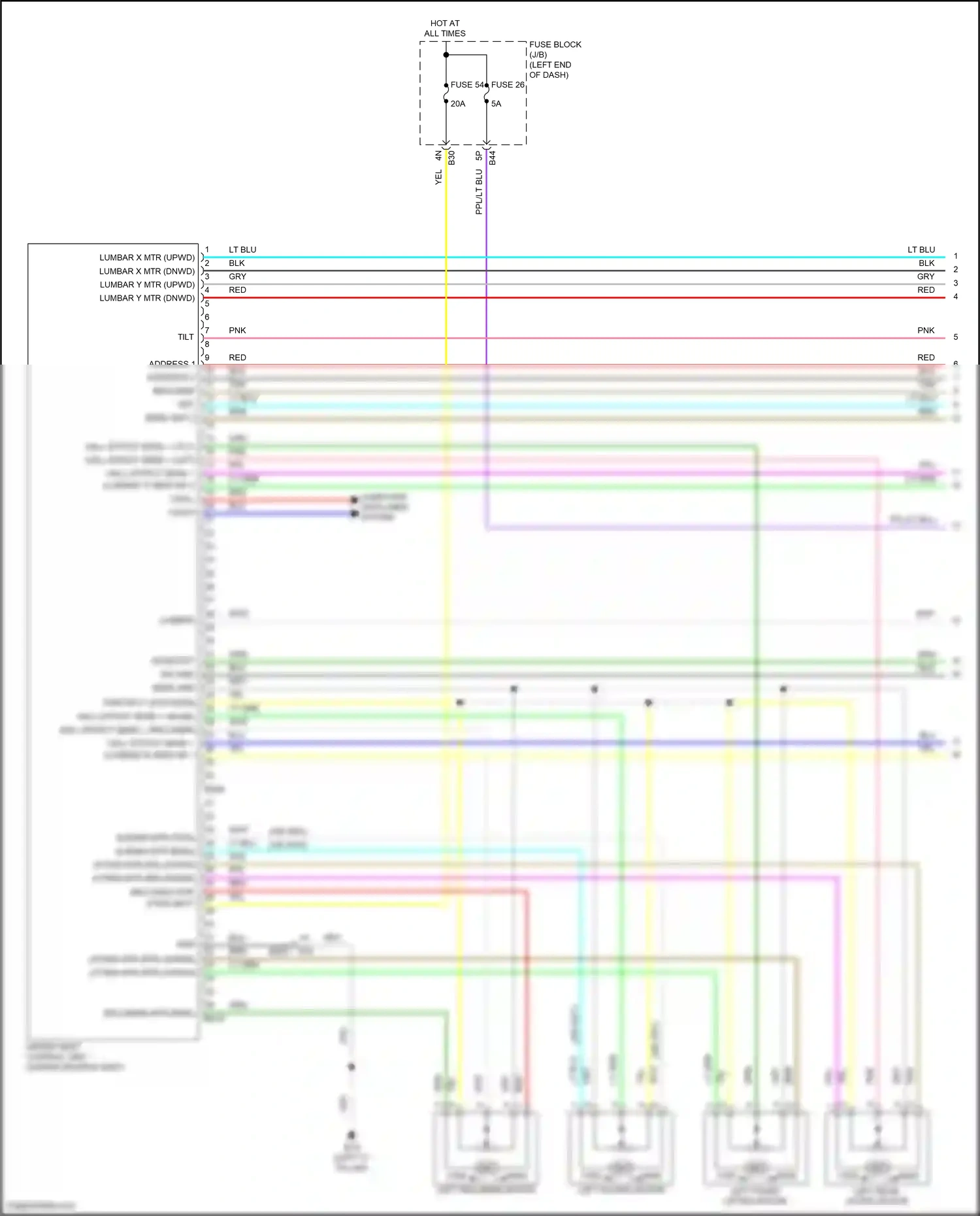 Wiring diagram left front lifting motor for Nissan Pathfinder V (2021-2024) (1 of 2)