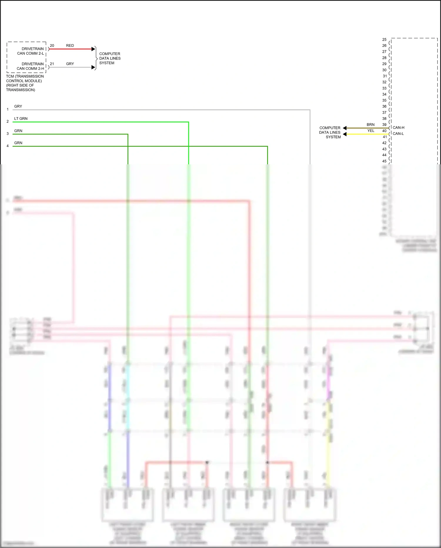 Wiring diagram left front outer sonar sensor for Nissan Pathfinder V (2021-2024) (1 of 1)