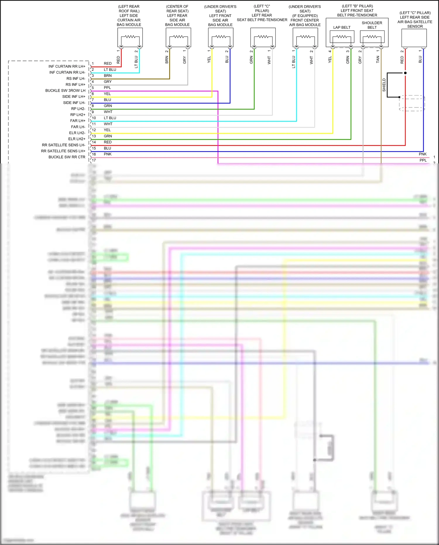 Wiring diagram left front side air bag module for Nissan Pathfinder V (2021-2024) (1 of 1)