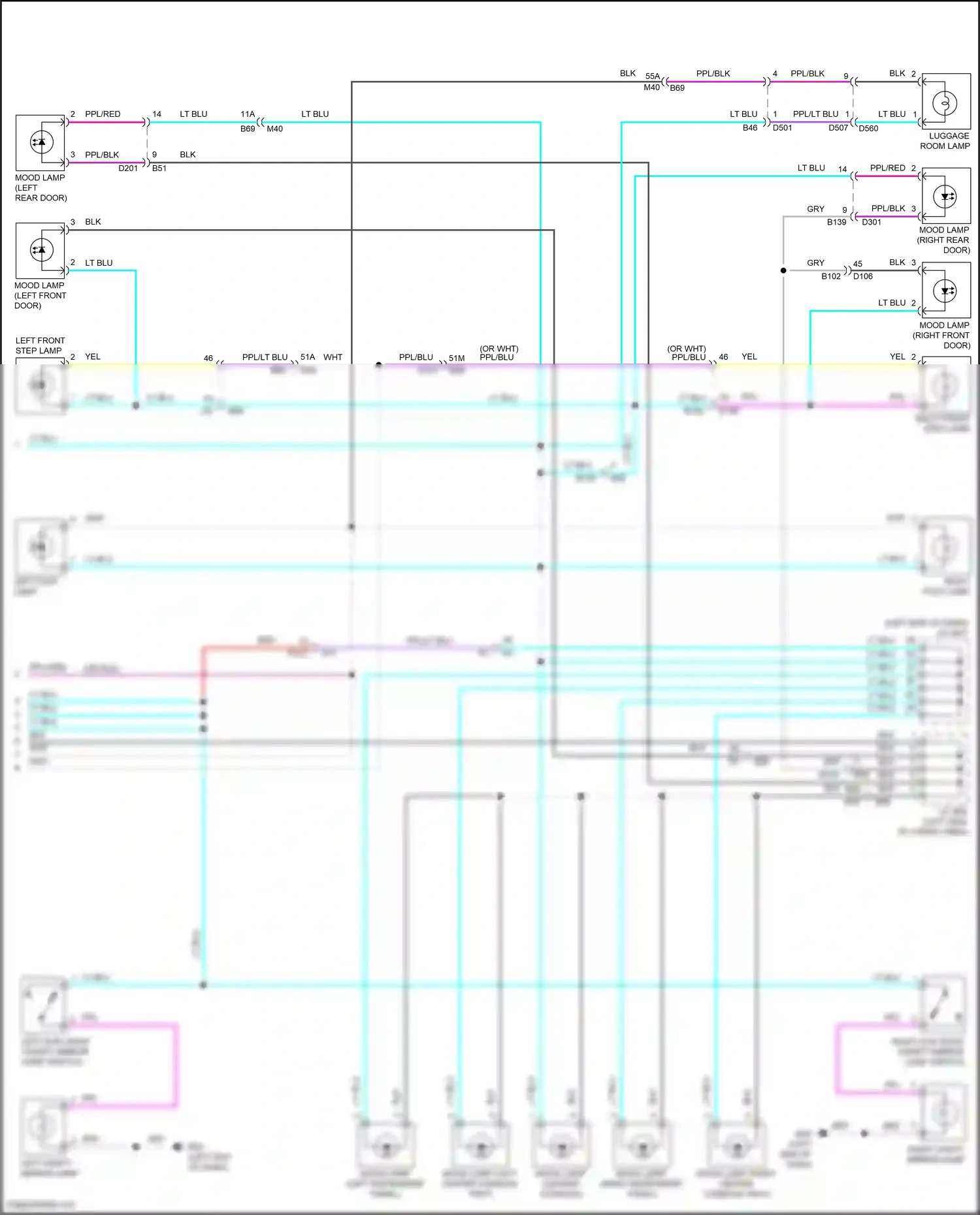 Wiring diagram left front step lamp for Nissan Pathfinder V (2021-2024) (1 of 1)