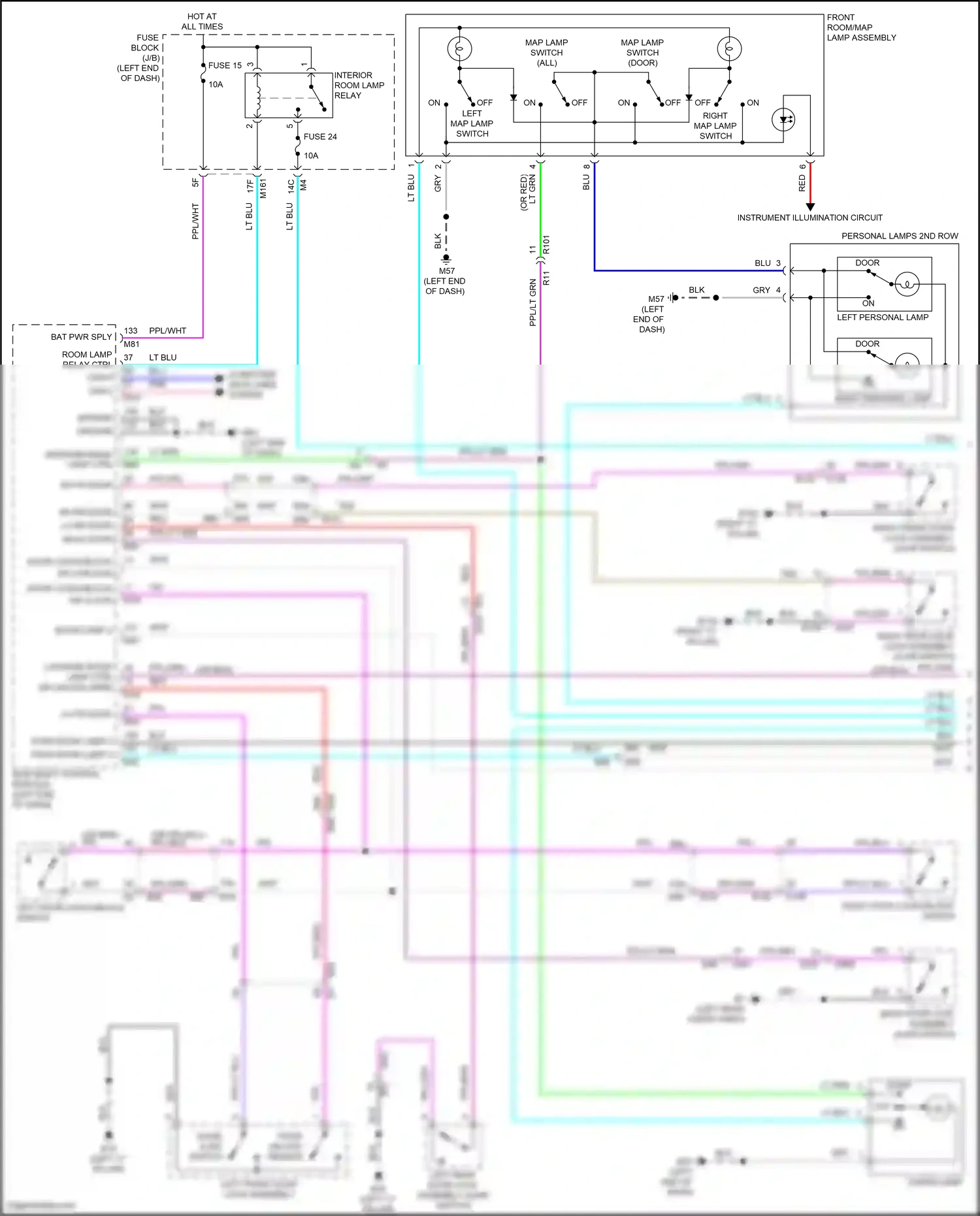 Wiring diagram left map lamp switch for Nissan Pathfinder V (2021-2024) (1 of 1)
