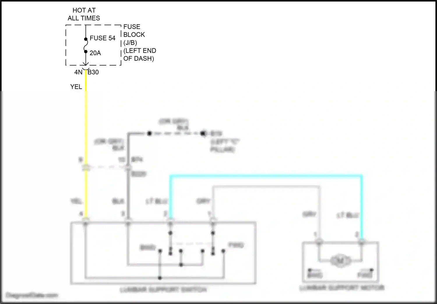 Wiring diagram lumbar support switch for Nissan Pathfinder V (2021-2024) (2 of 4)
