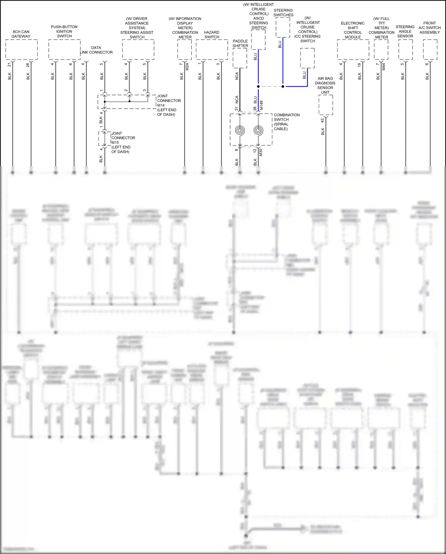 Wiring diagram push button ignition switch for Nissan Pathfinder V (2021-2024) (2 of 7)