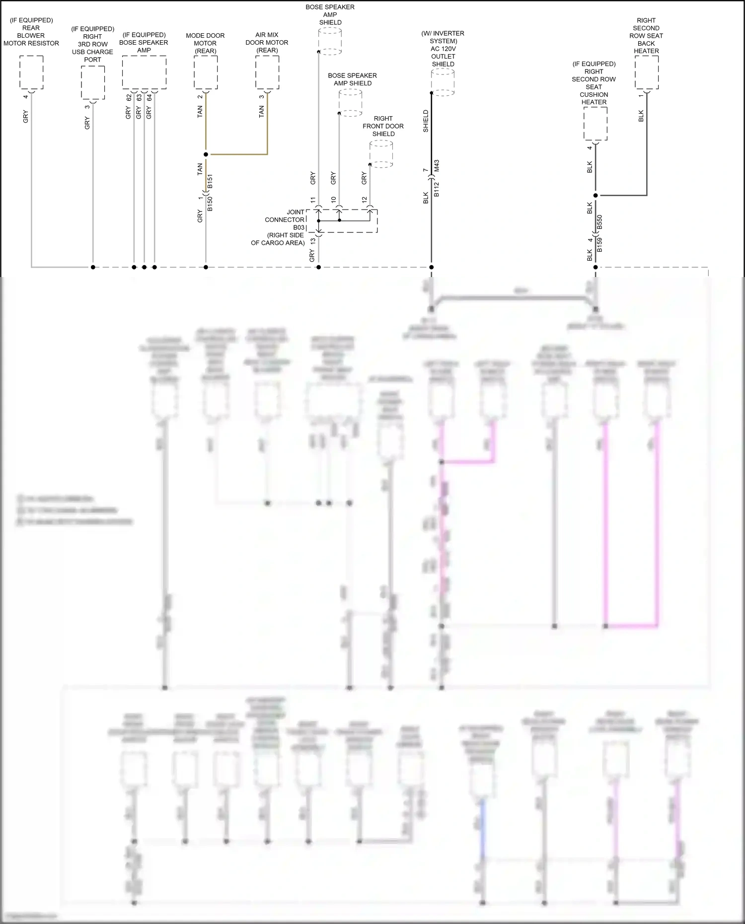 Wiring diagram right front power window switch for Nissan Pathfinder V (2021-2024) (1 of 3)