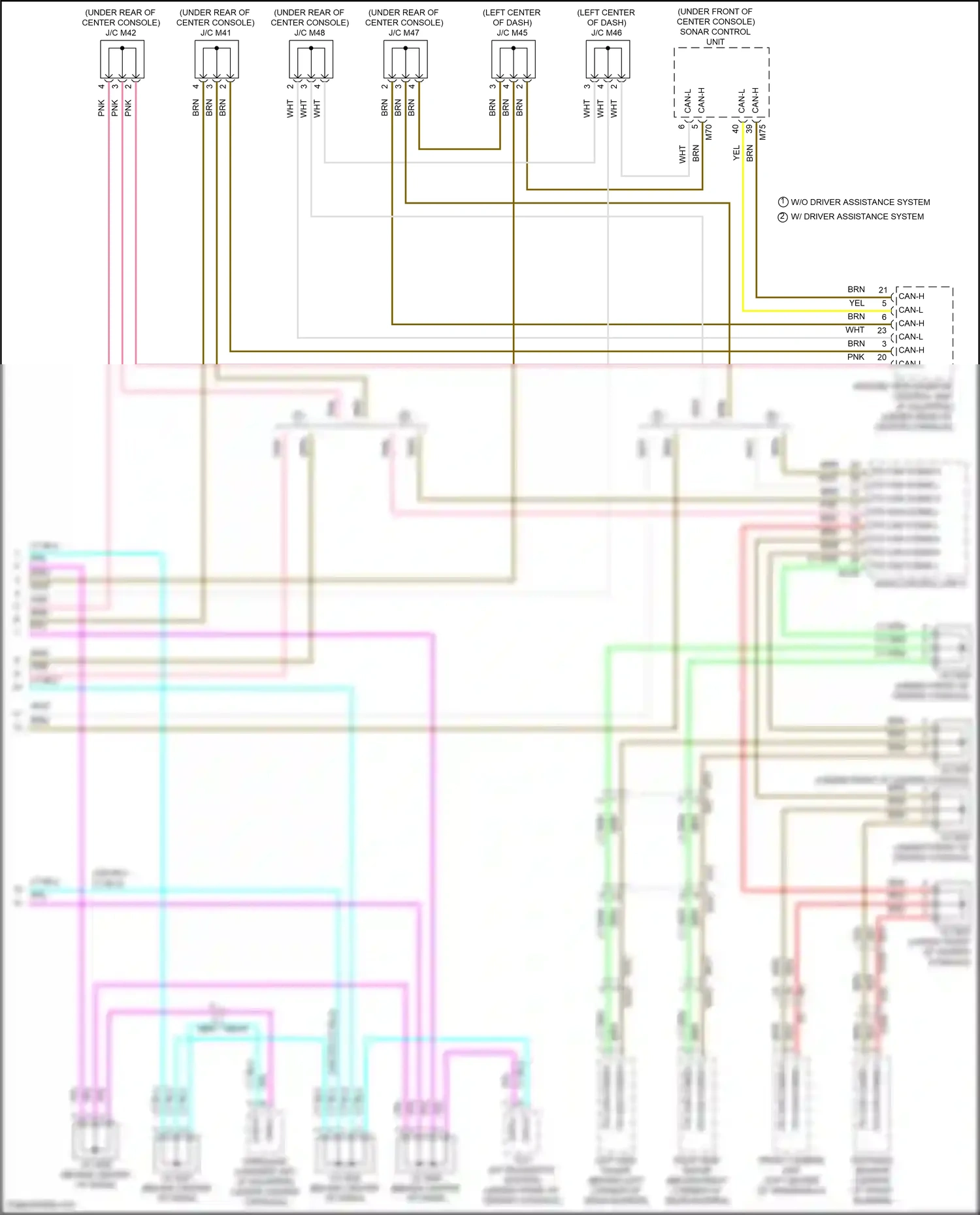 Wiring diagram sonar control unit for Nissan Pathfinder V (2021-2024) (1 of 5)