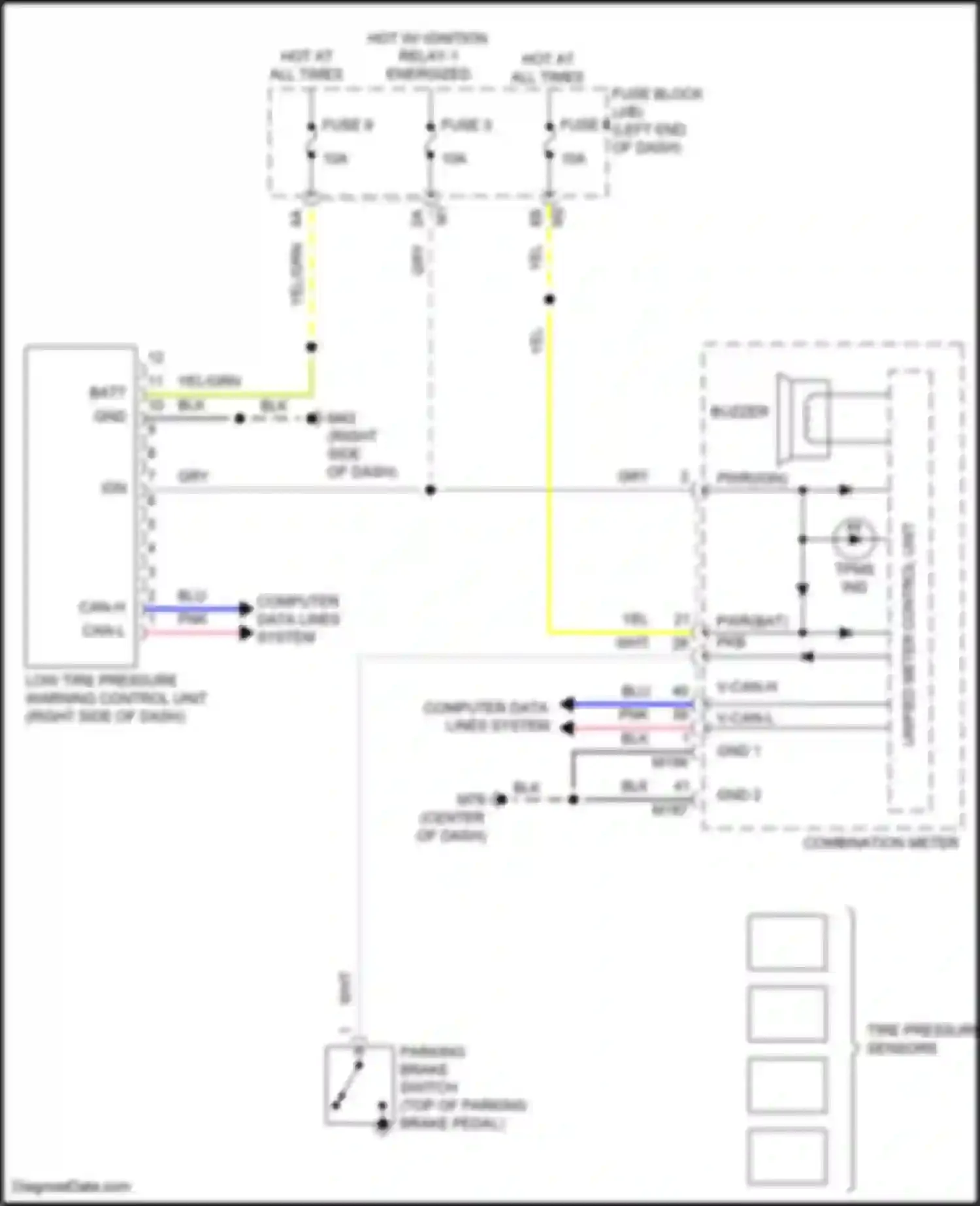 Patrol Nissan Y62 facelift 2 (2019-2024): Tire pressure monitoring circuit