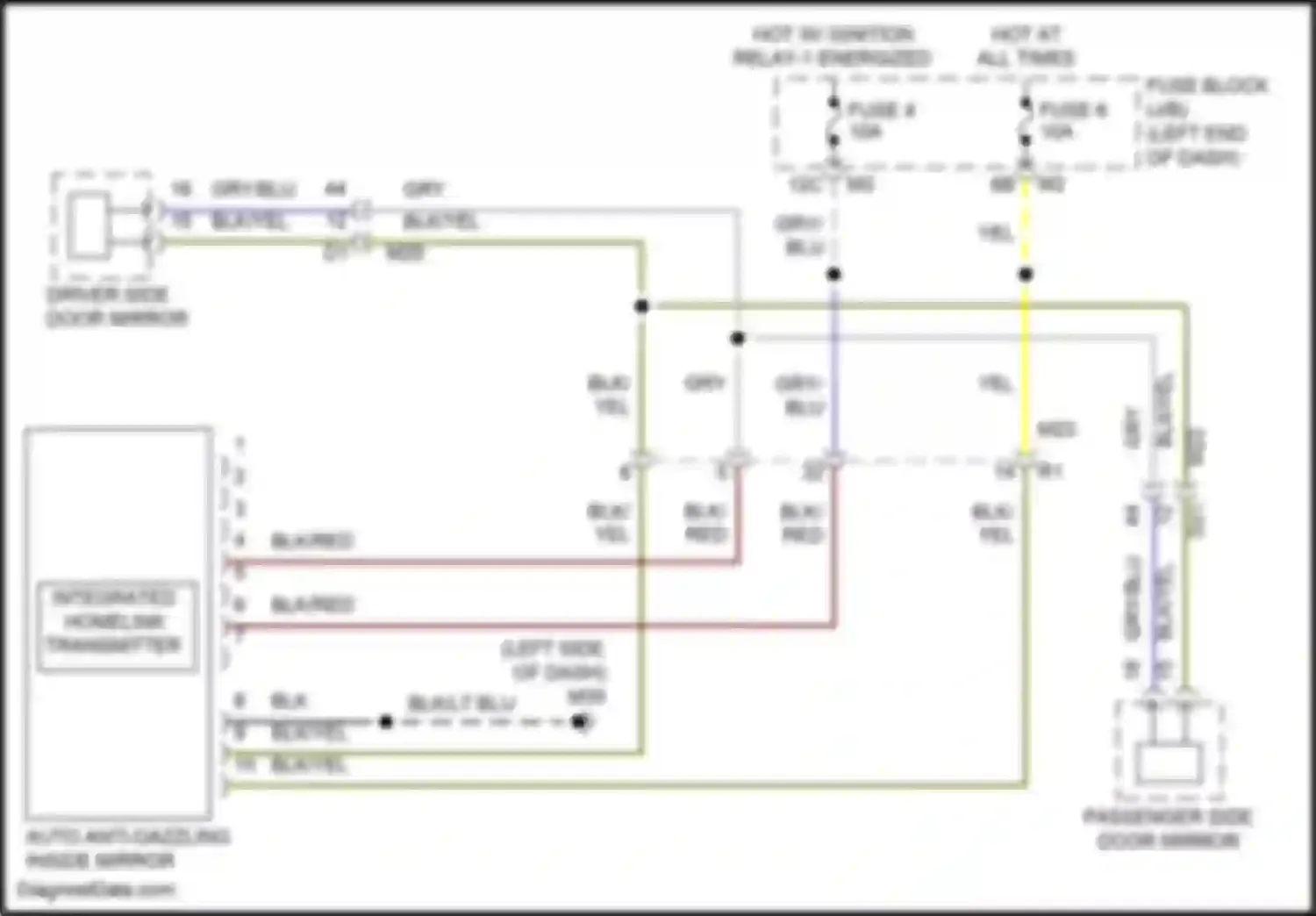 Wiring diagram auto anti-dazzling inside mirror for Nissan Patrol Y62 facelift 2 (2019-2024) (1 of 4)