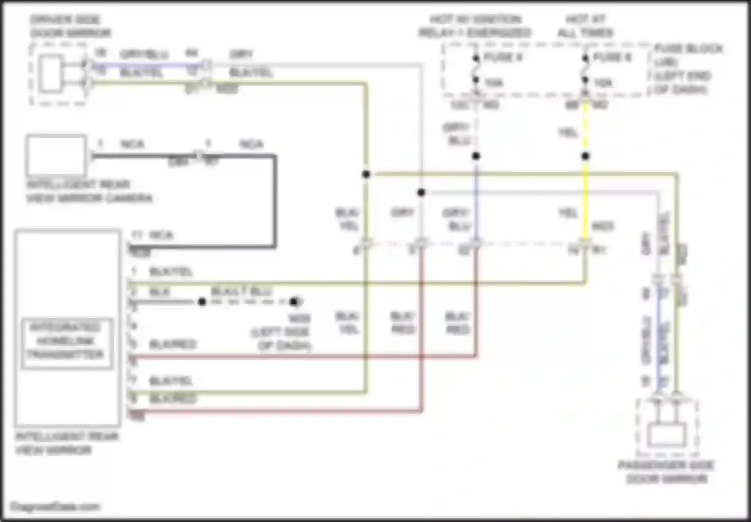 Wiring diagram intelligent rear view mirror for Nissan Patrol Y62 facelift 2 (2019-2024) (1 of 4)