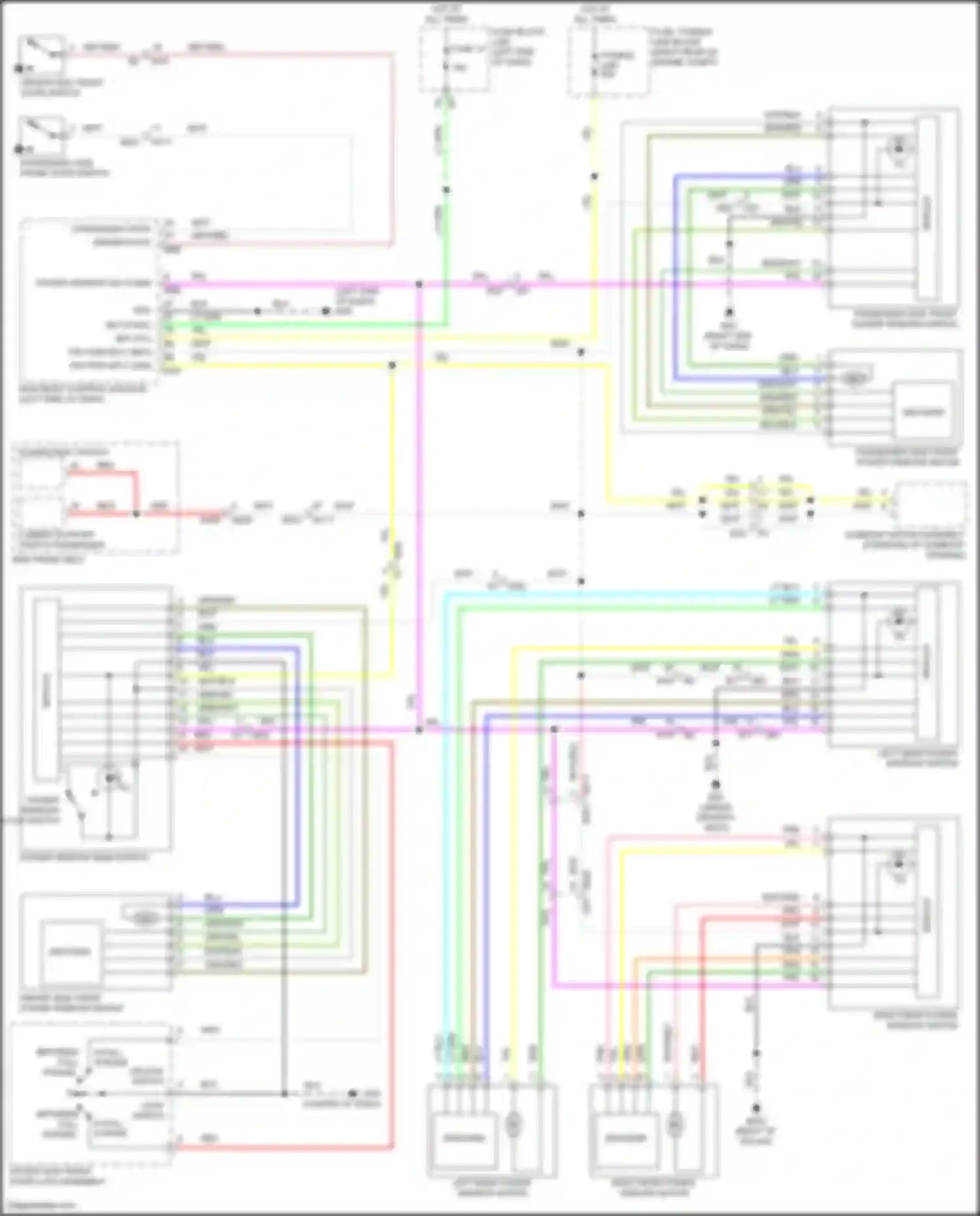 Wiring diagram right rear power window switch for Nissan Patrol Y62 facelift 2 (2019-2024) (2 of 2)