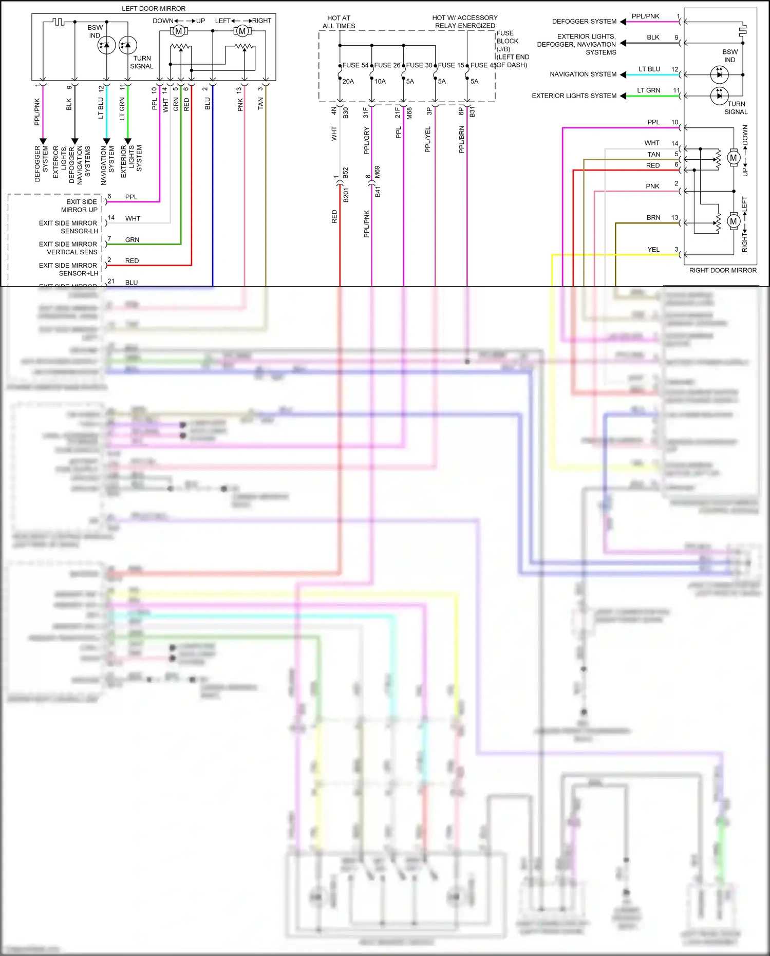 Wiring diagram exit side mirror sensor+lh for Nissan Qashqai III (2021-2024) (1 of 1)