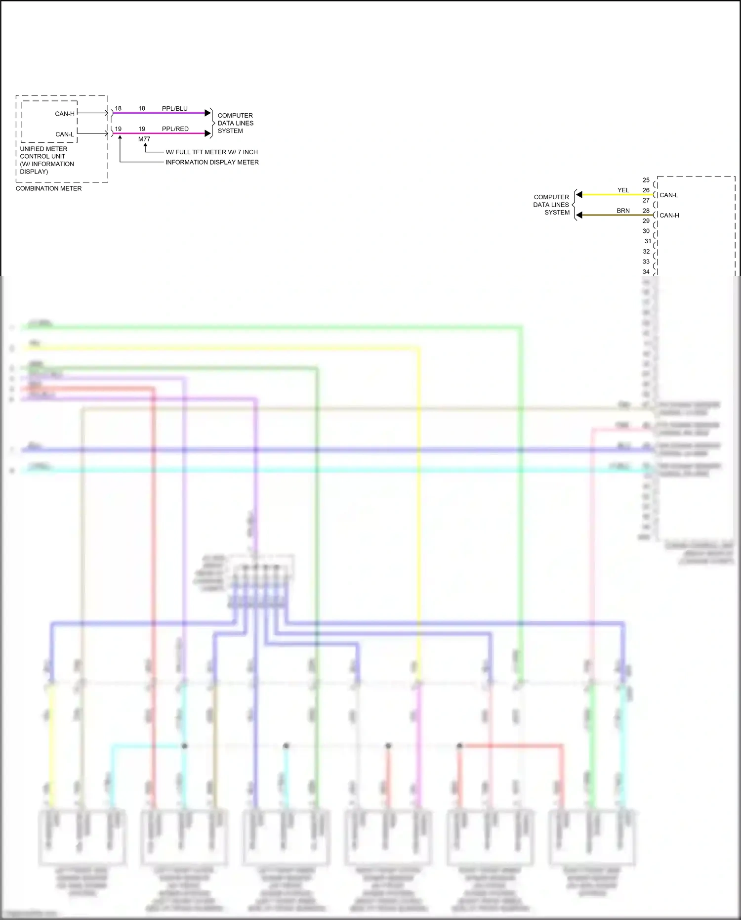 Wiring diagram left front outer sonar sensor for Nissan Qashqai III (2021-2024) (1 of 1)