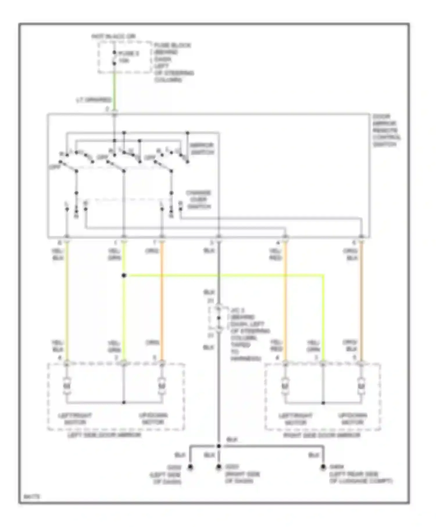 Quest Nissan I (1992-1998): Power mirror circuit