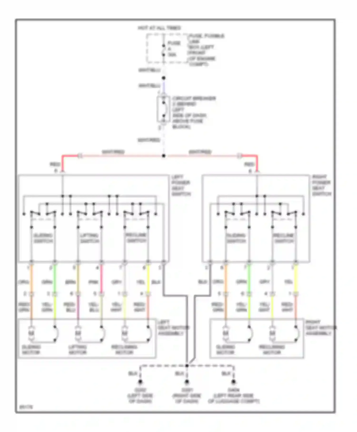 Quest Nissan I (1992-1998): Power seats circuit