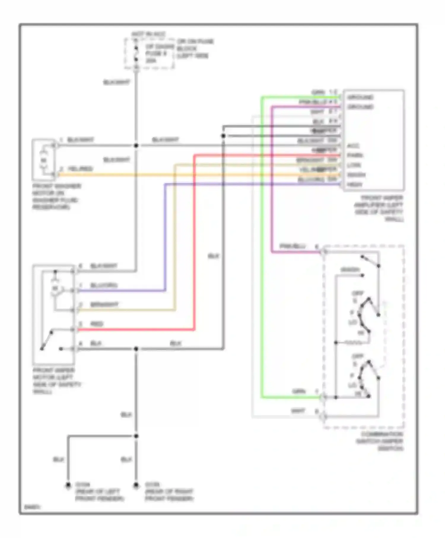 Quest Nissan I (1992-1998): Front wiper/washer circuit