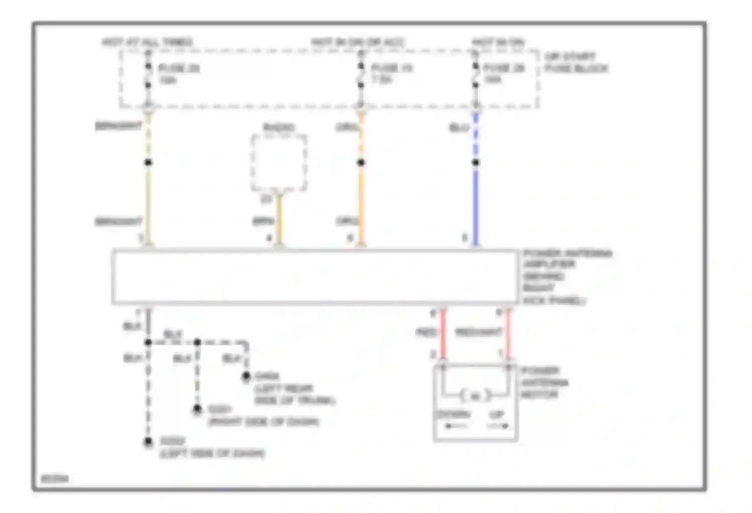 Wiring diagram hot in on or start fuse block fuse 29 for Nissan Quest I (1992-1998) (1 of 1)