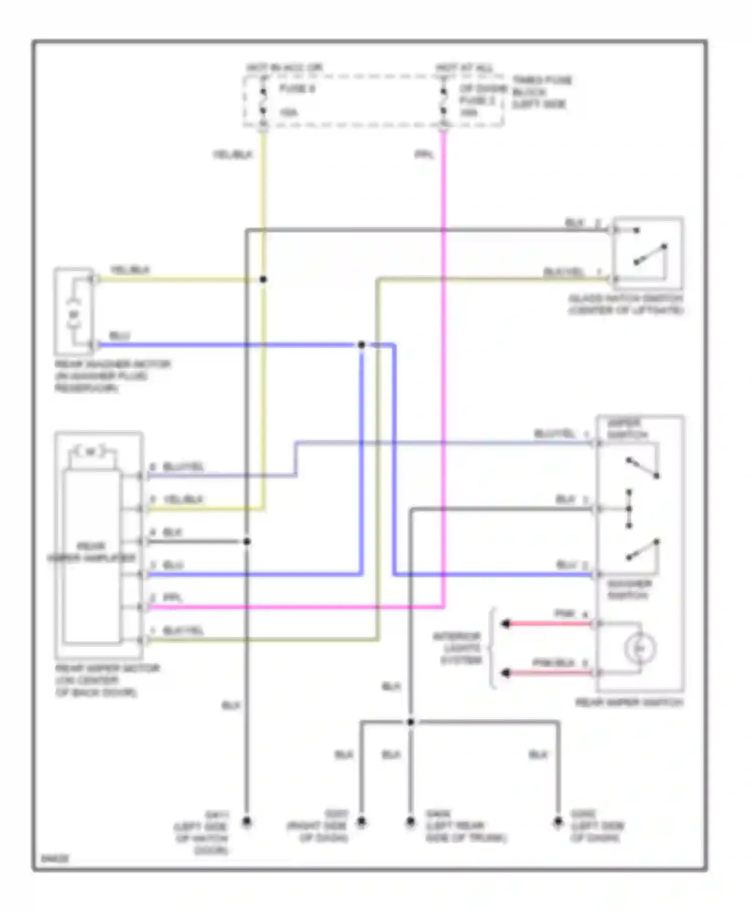 Wiring diagram rear wiper amplifier for Nissan Quest I (1992-1998) (1 of 1)