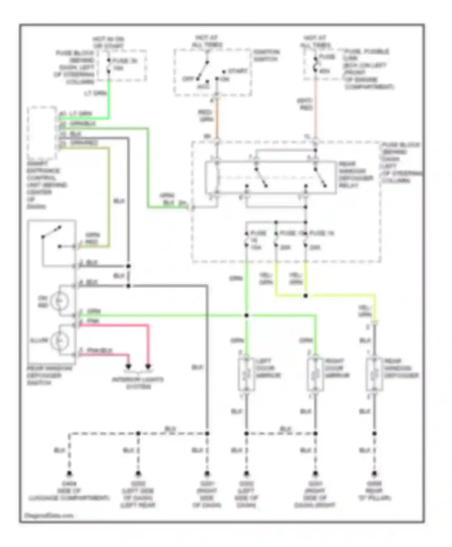 Quest Nissan II (1999-2002): Defogger circuit