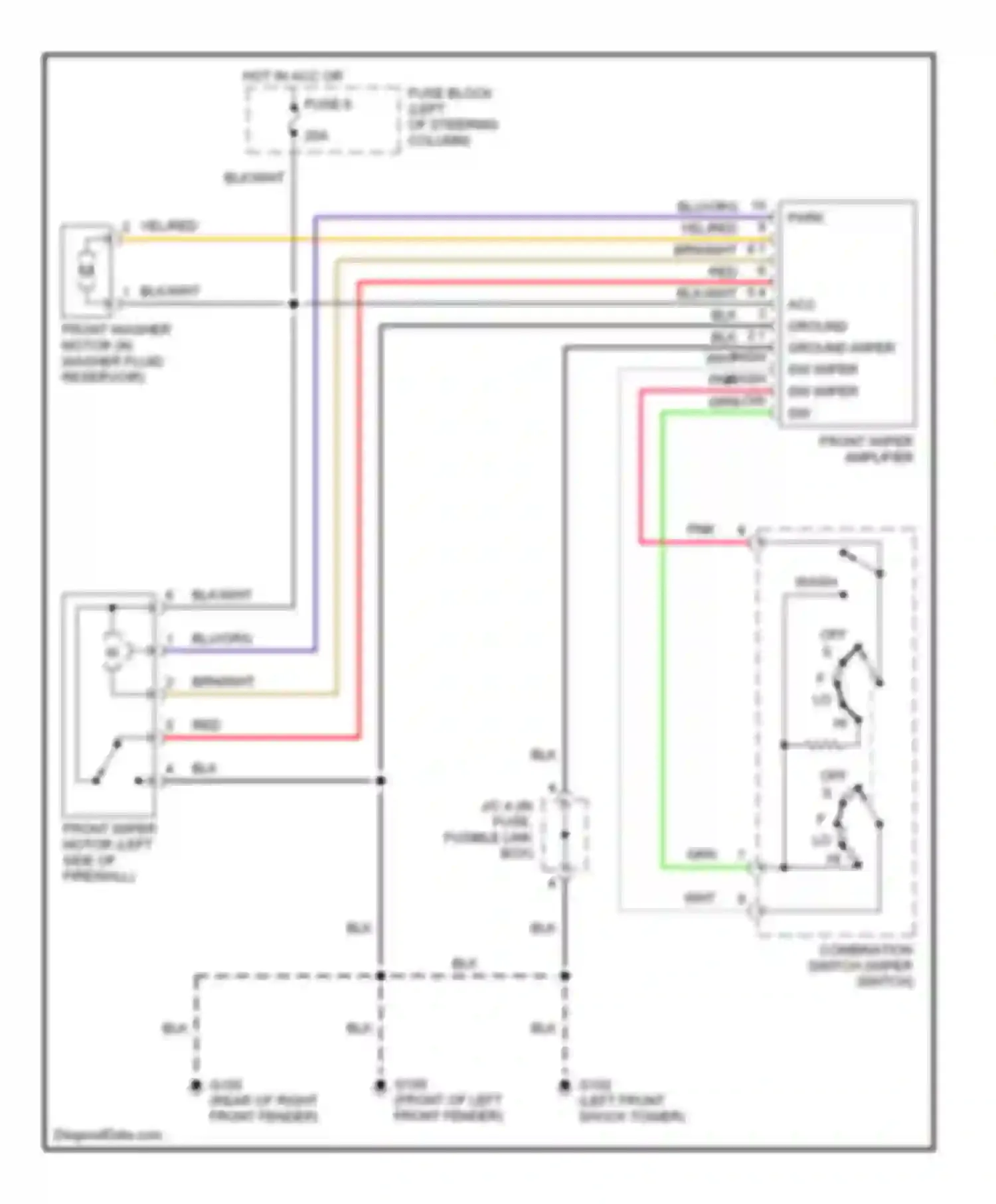 Quest Nissan II (1999-2002): Front washer/wiper circuit