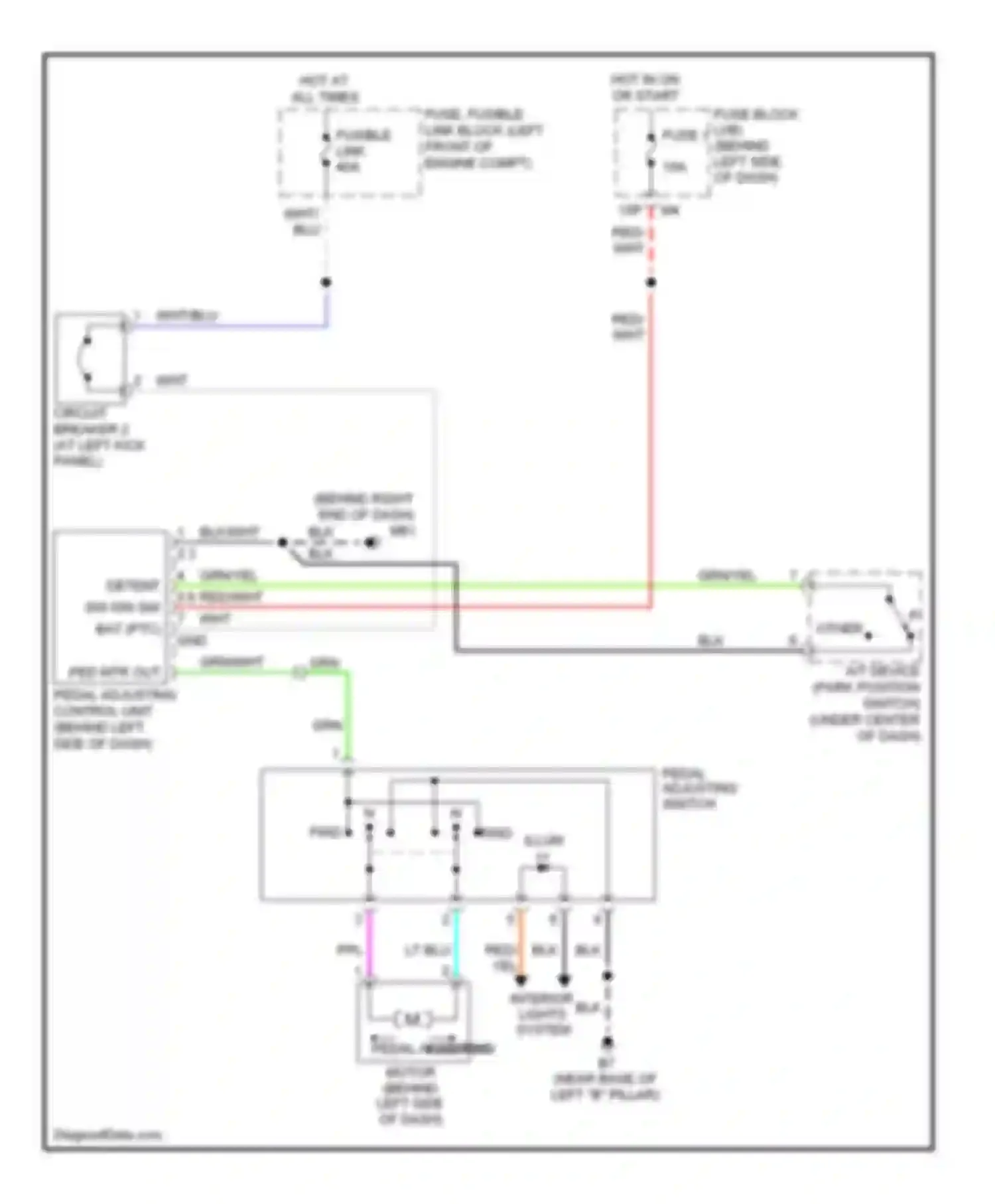Wiring diagram pedal adjusting switch for Nissan Quest III (2003-2009) (1 of 2)