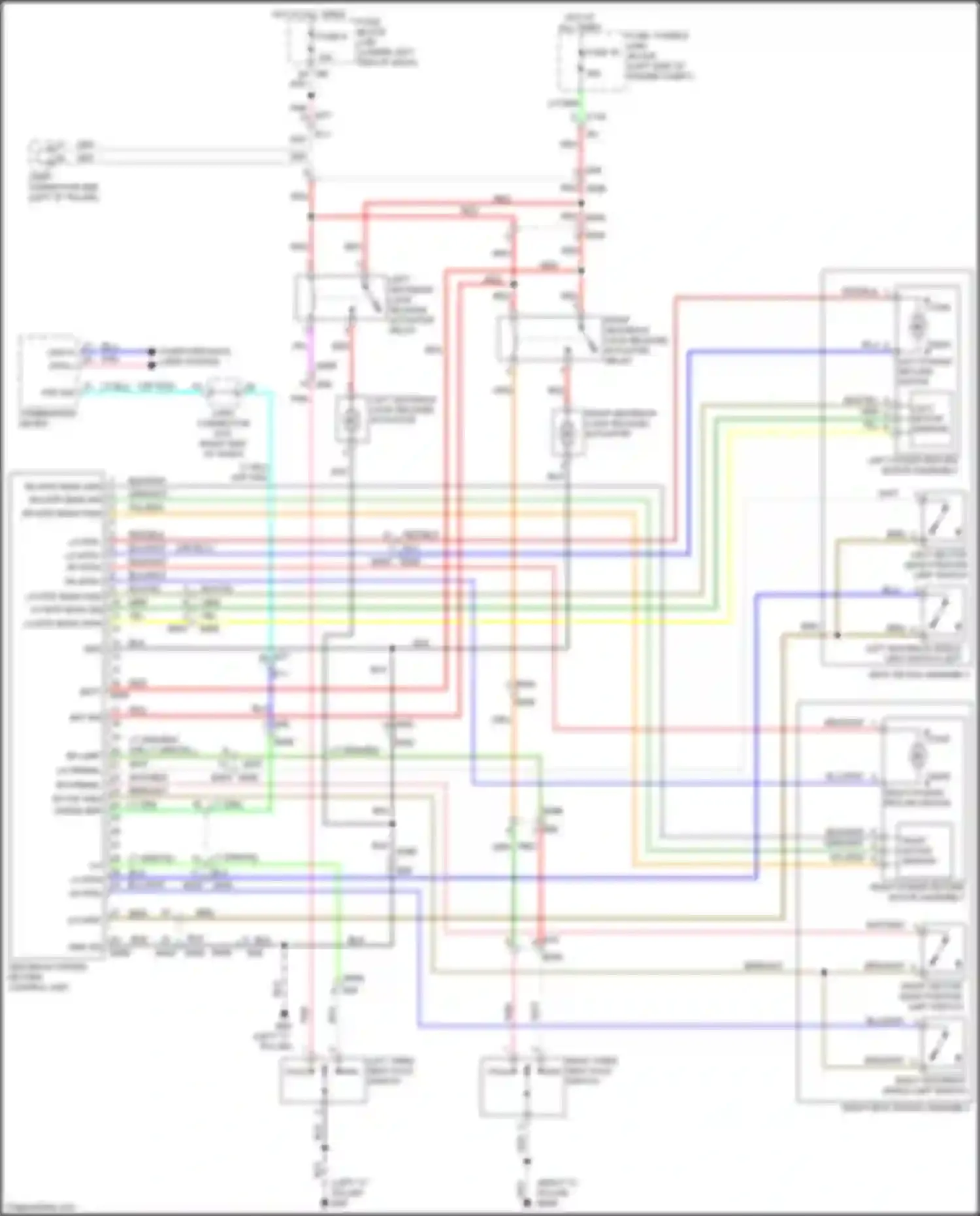 Wiring diagram left seatback lock release actuator relay for Nissan Quest IV (2010-2024) (1 of 1)