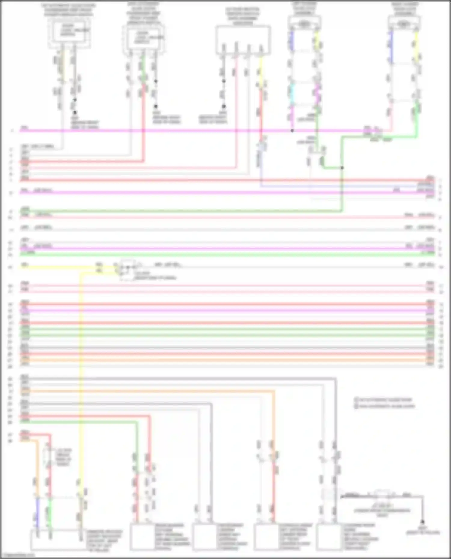 Wiring diagram passenger side front power window switch for Nissan Quest IV (2010-2024) (1 of 5)
