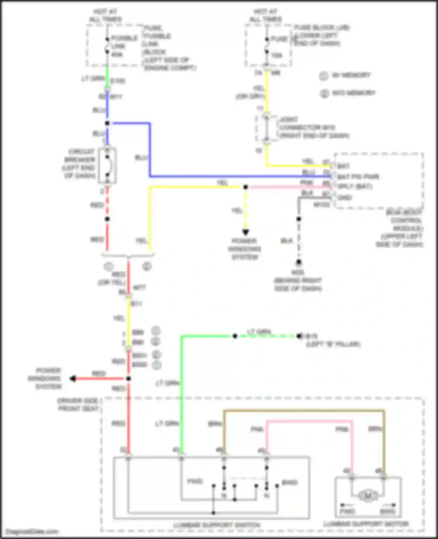 Wiring diagram power windows system for Nissan Quest IV (2010-2024) (2 of 3)