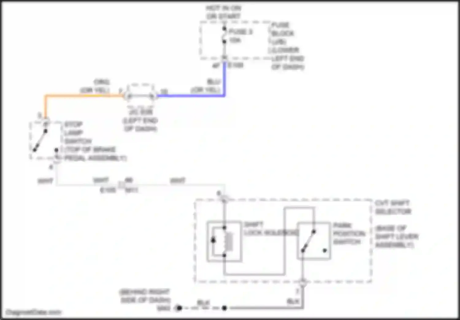 Wiring diagram shift lock solenoid for Nissan Quest IV (2010-2024) (1 of 2)
