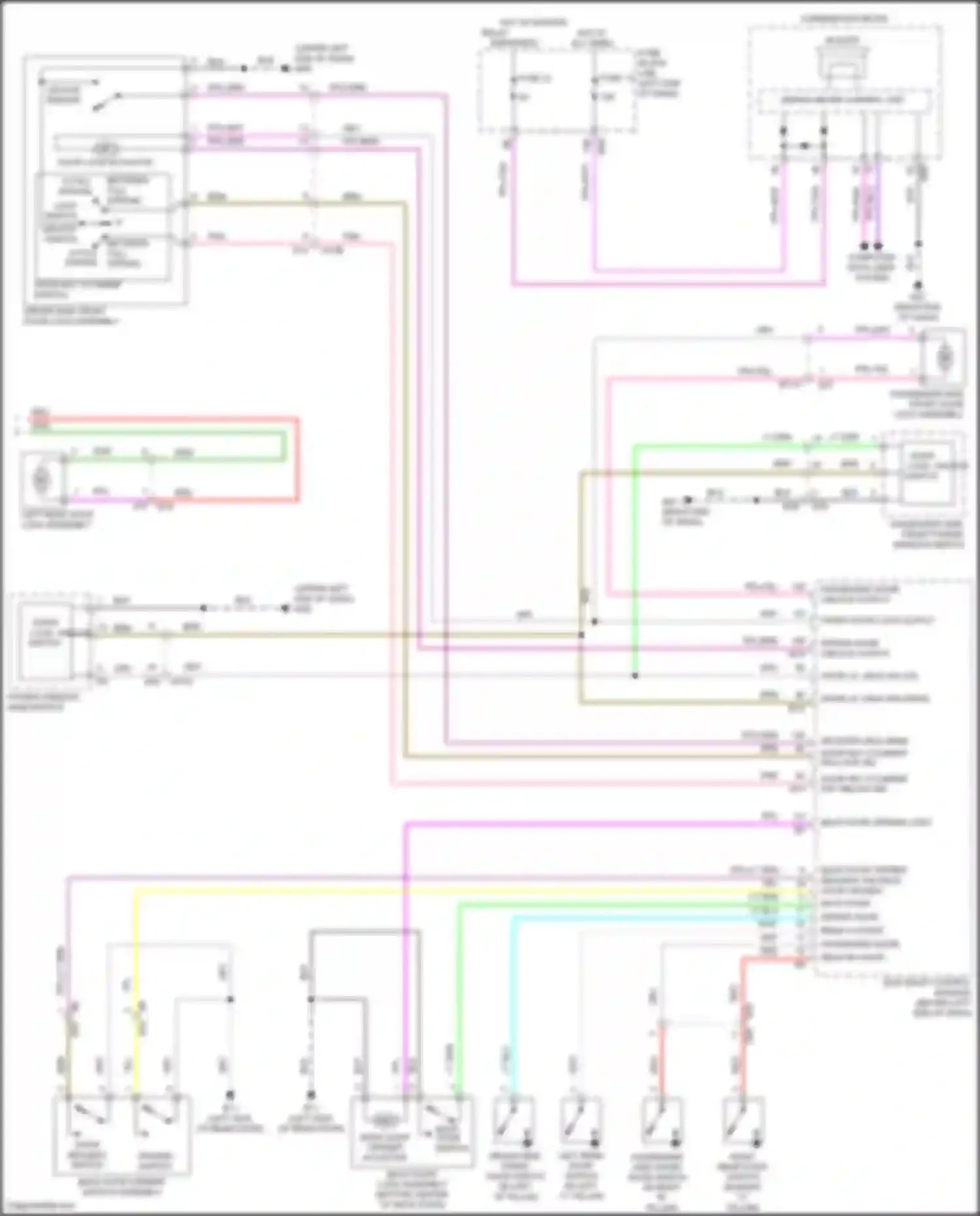 Wiring diagram passenger door unlock output for Nissan Rogue Sport I facelift (2019-2024) (1 of 4)